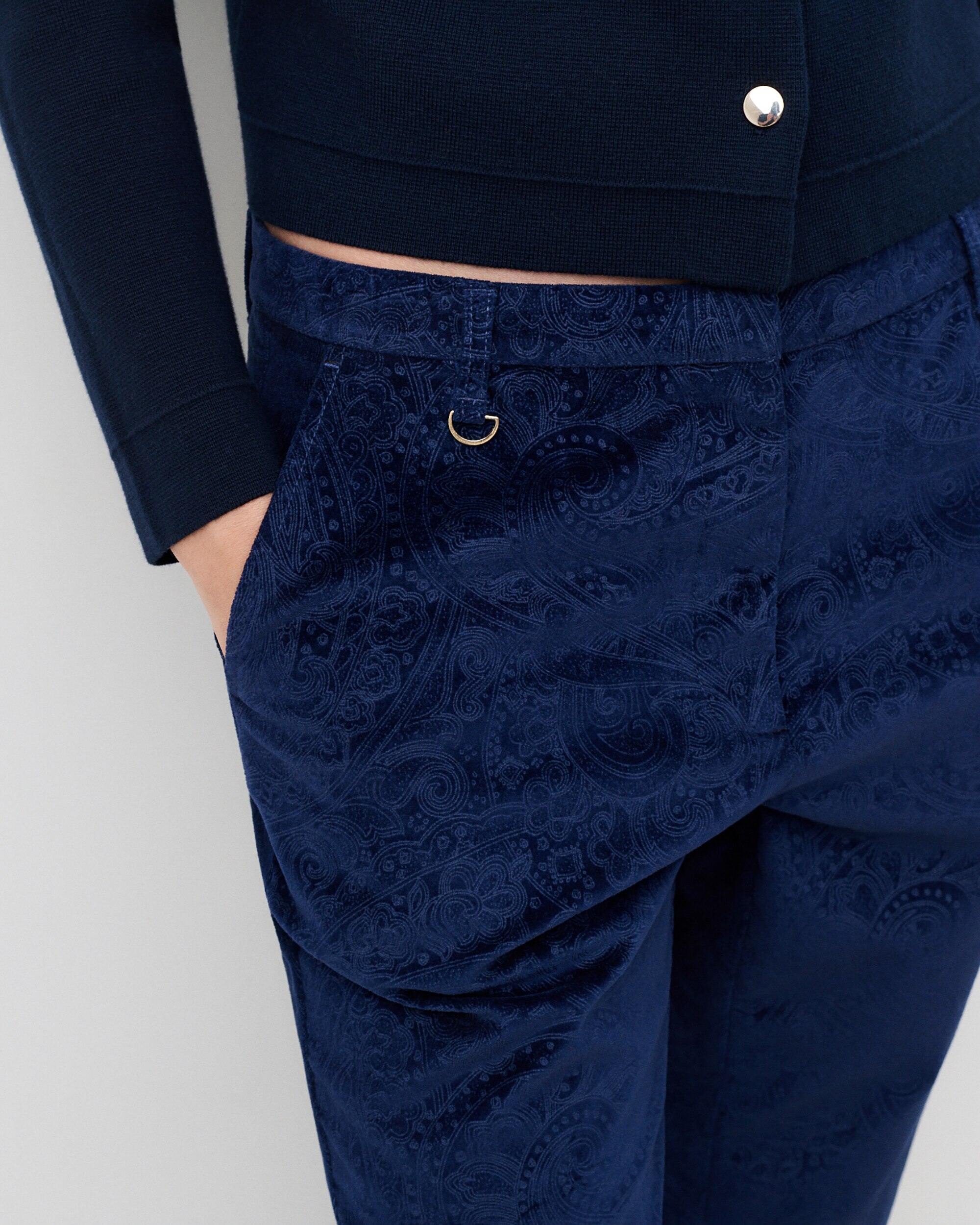 Pantalones de campana de mujer estampados - Caroll - Azul marino Azul marino-3