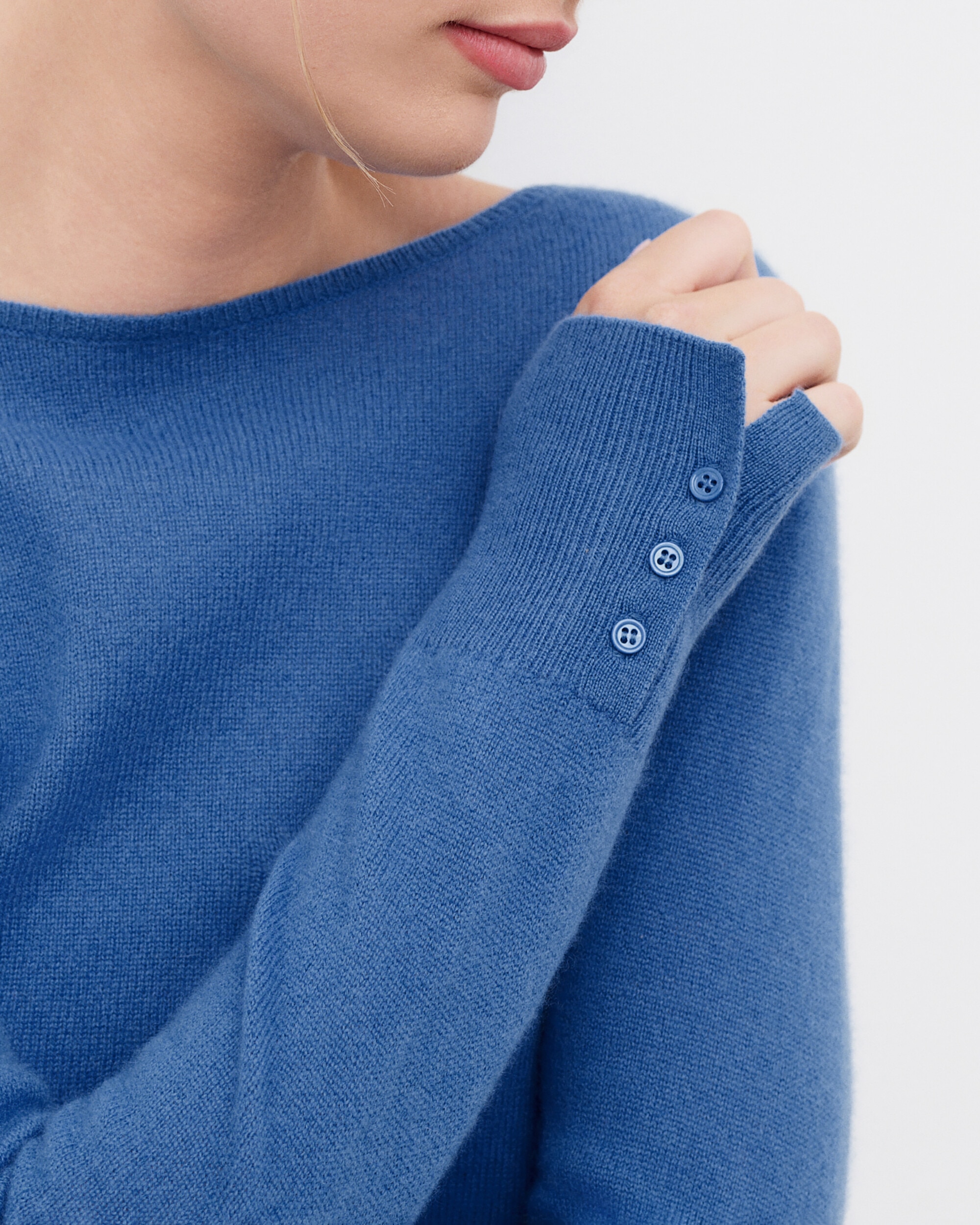 Jersey de mujer con escote redondo en cashmere 100% - Caroll - Azul Azul-3