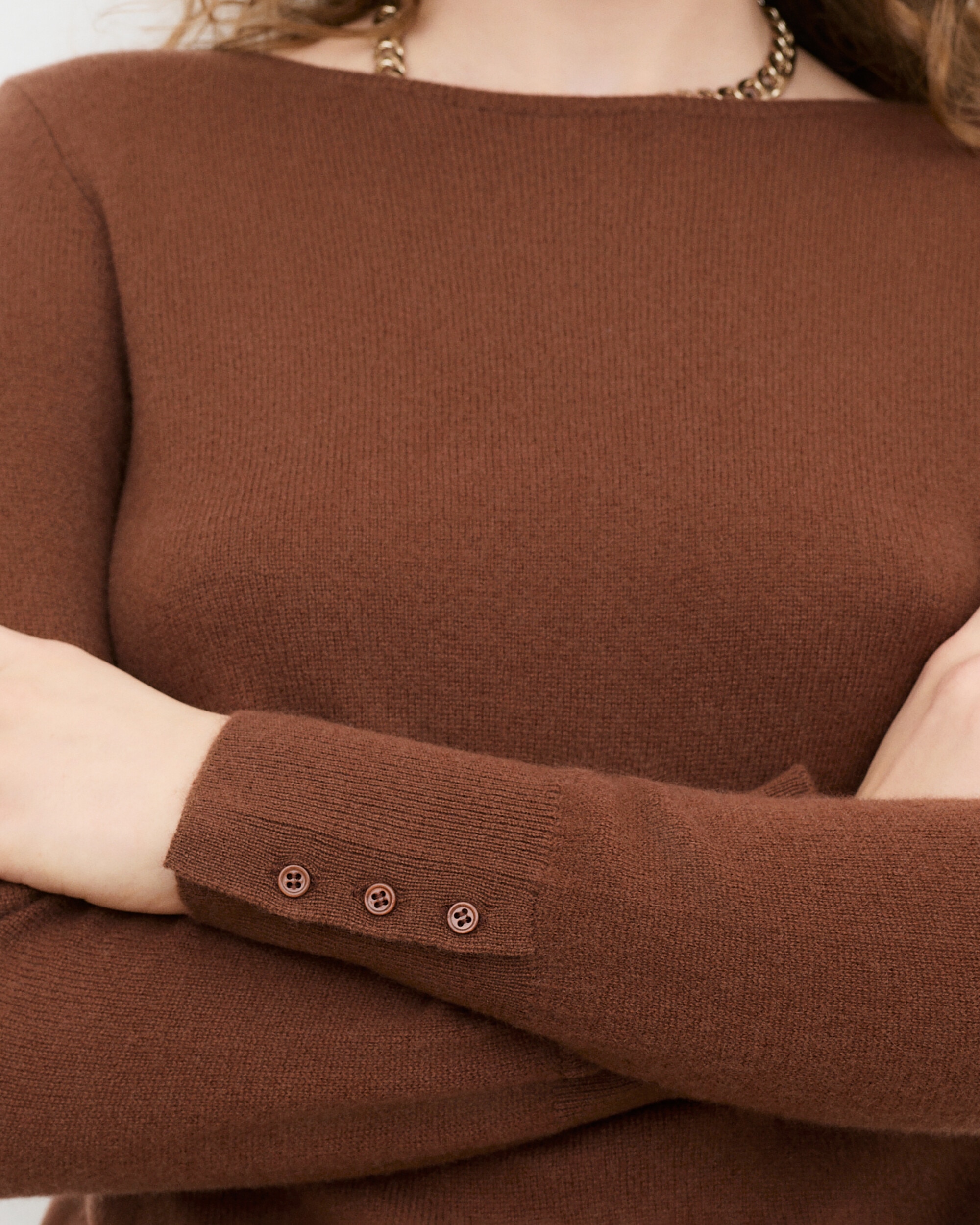 Jersey de mujer con escote redondo en cashmere 100% - Caroll - Marrón Marrón-3