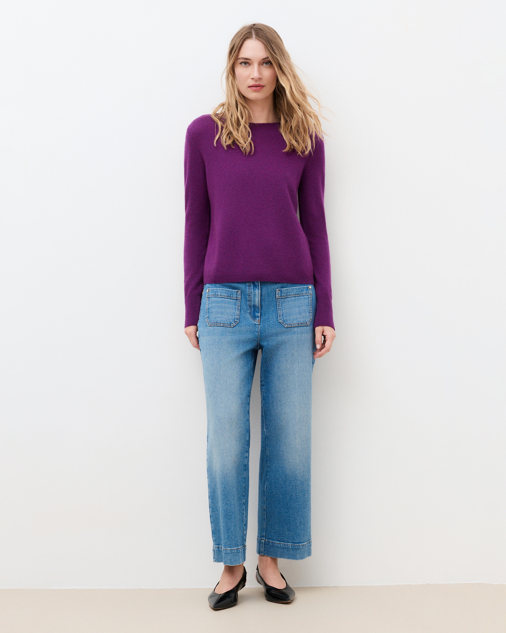 Jersey de mujer con escote redondo en cashmere 100% - Caroll - Morado Morado-1