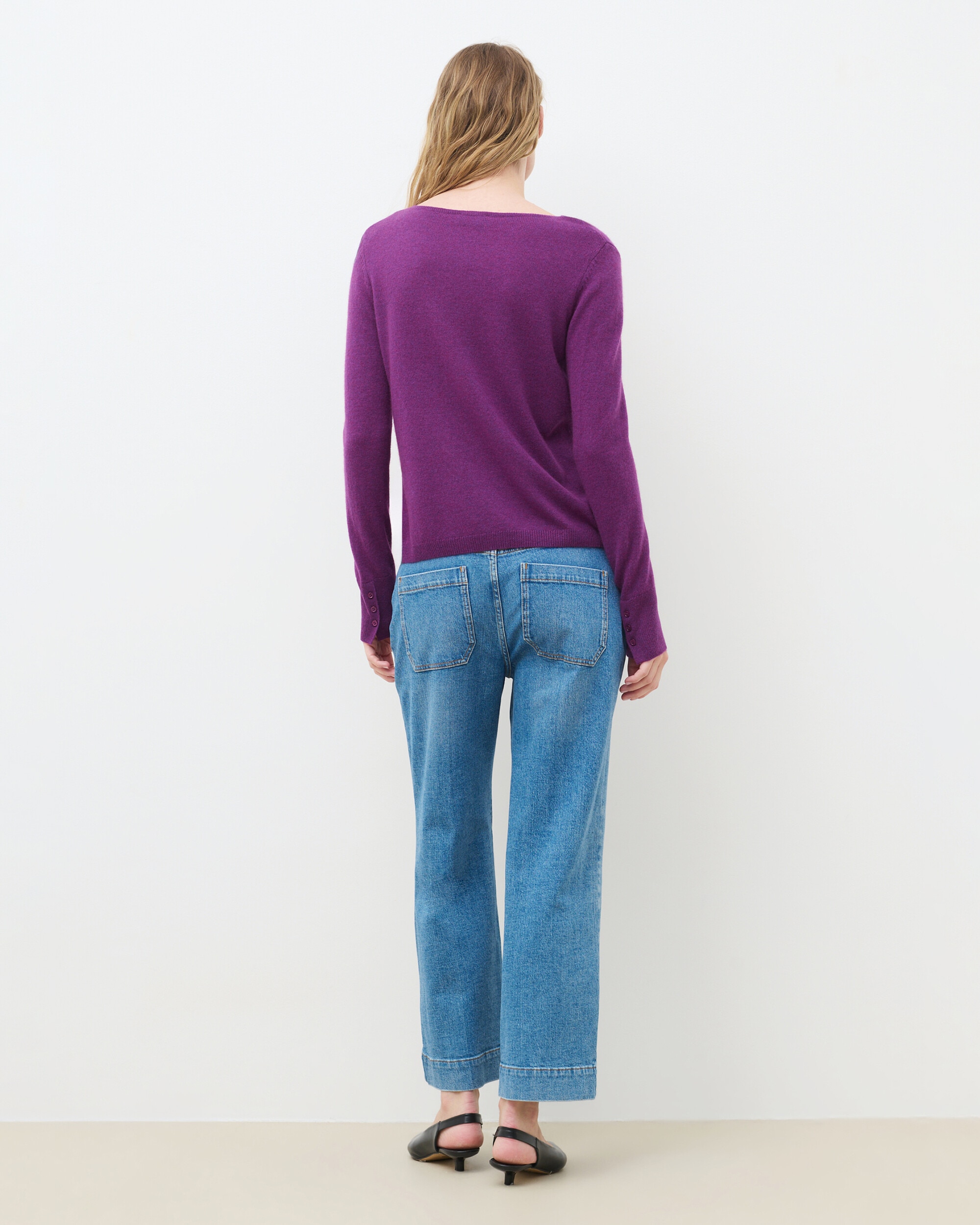 Jersey de mujer con escote redondo en cashmere 100% - Caroll - Morado Morado-2