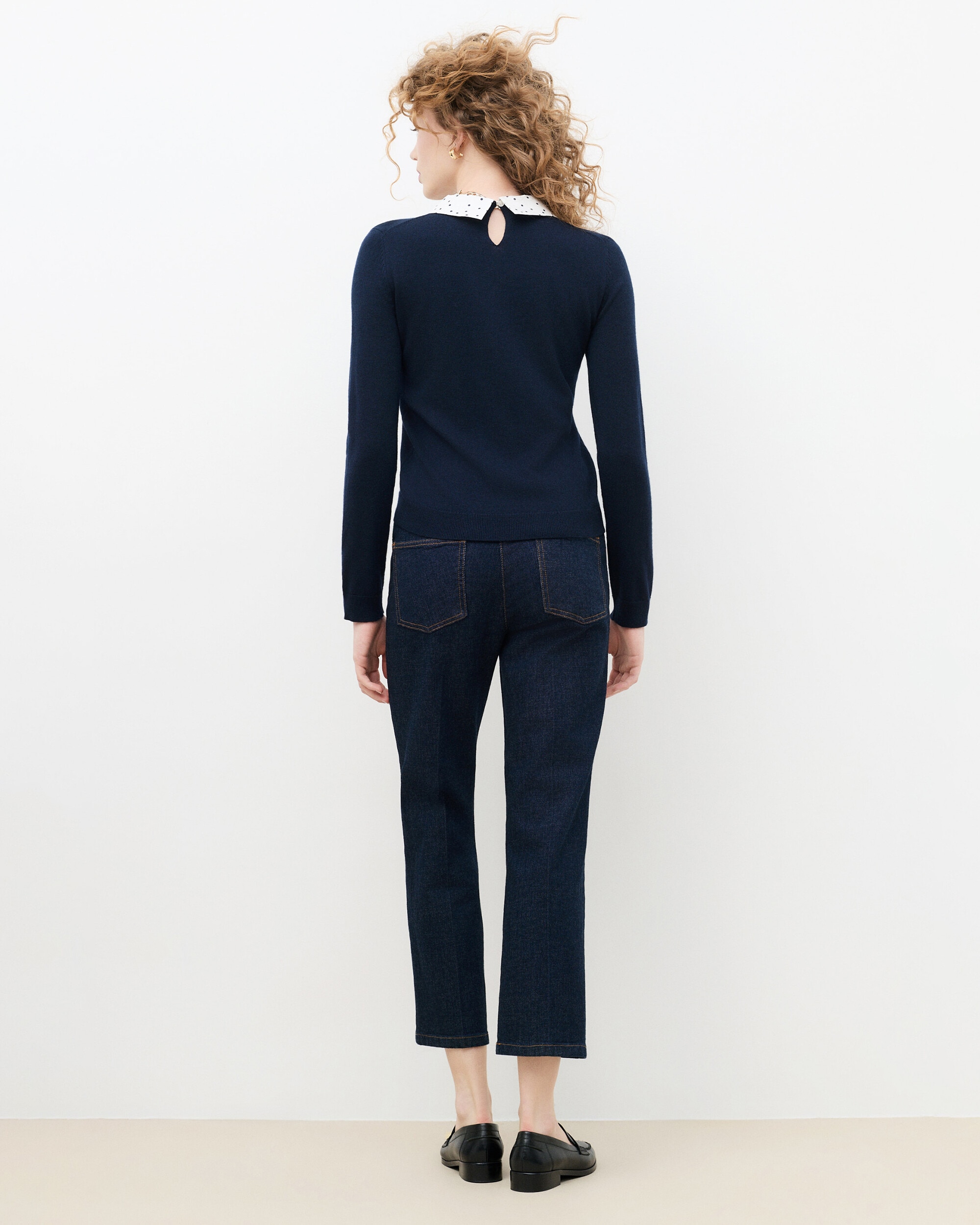 Jersey de mujer con cuello camisero en lana - Caroll - Azul marino Azul marino-2