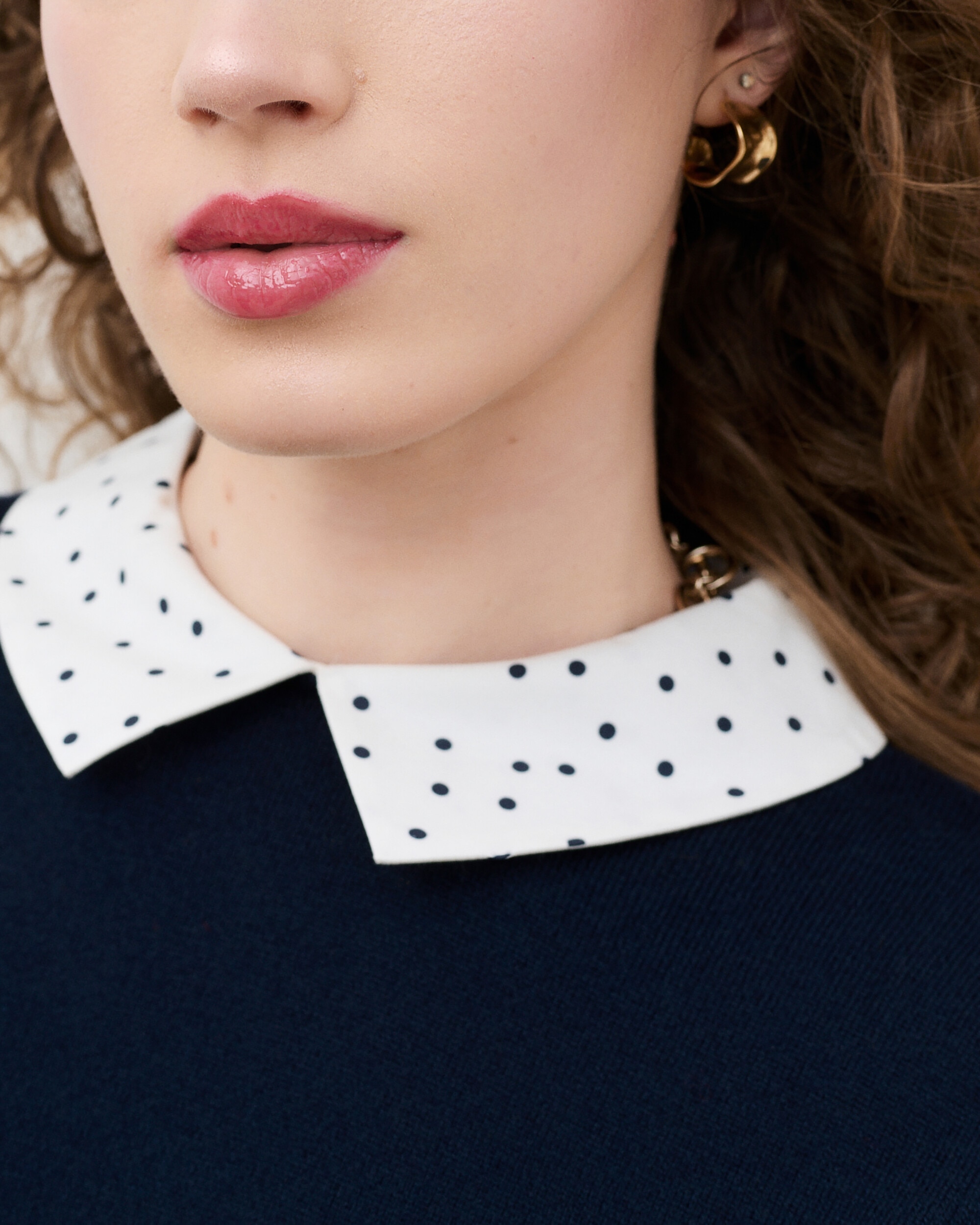 Jersey de mujer con cuello camisero en lana - Caroll - Azul marino Azul marino-3