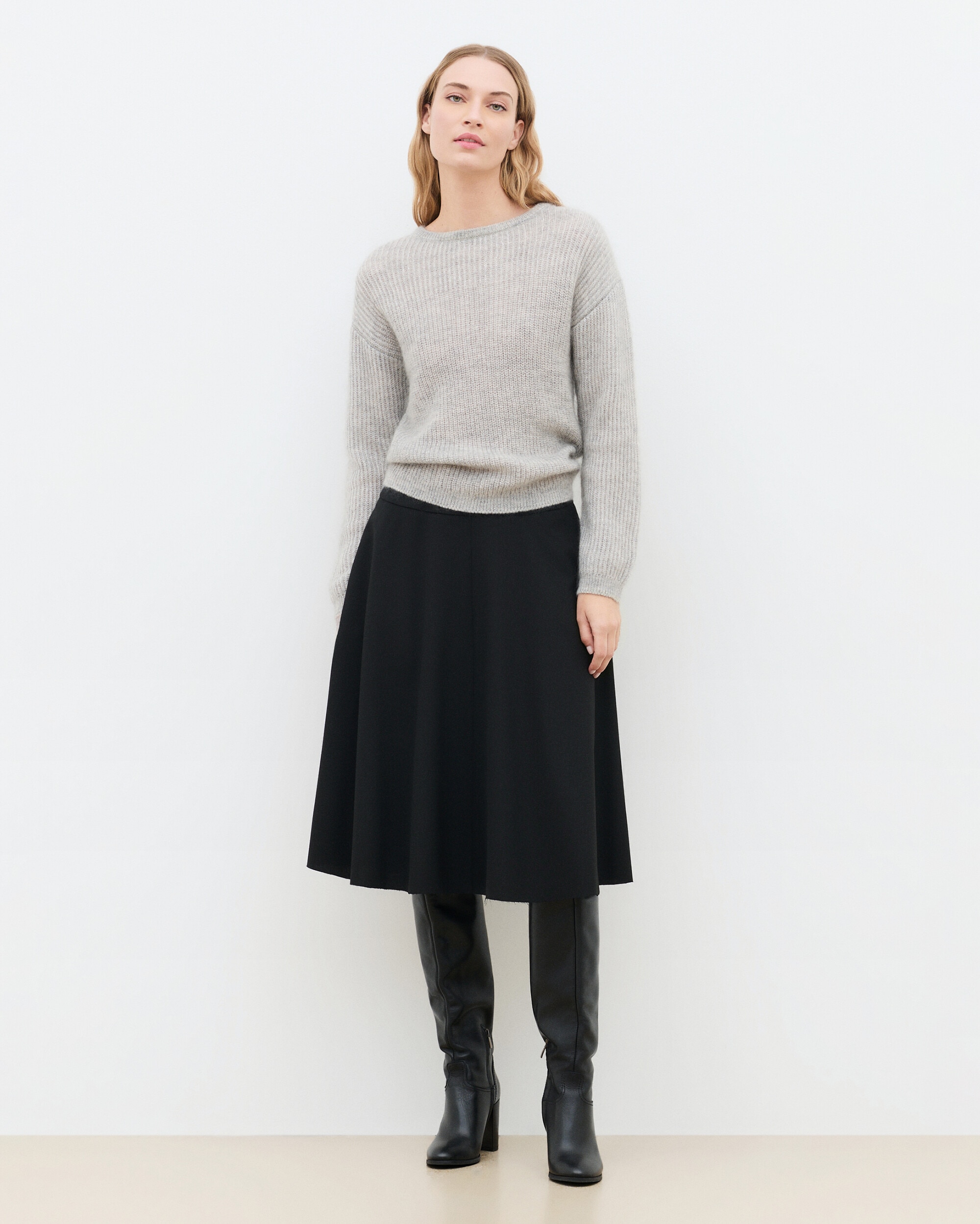Jersey de mujer con cuello redondo en lana - Caroll - Gris Gris-1