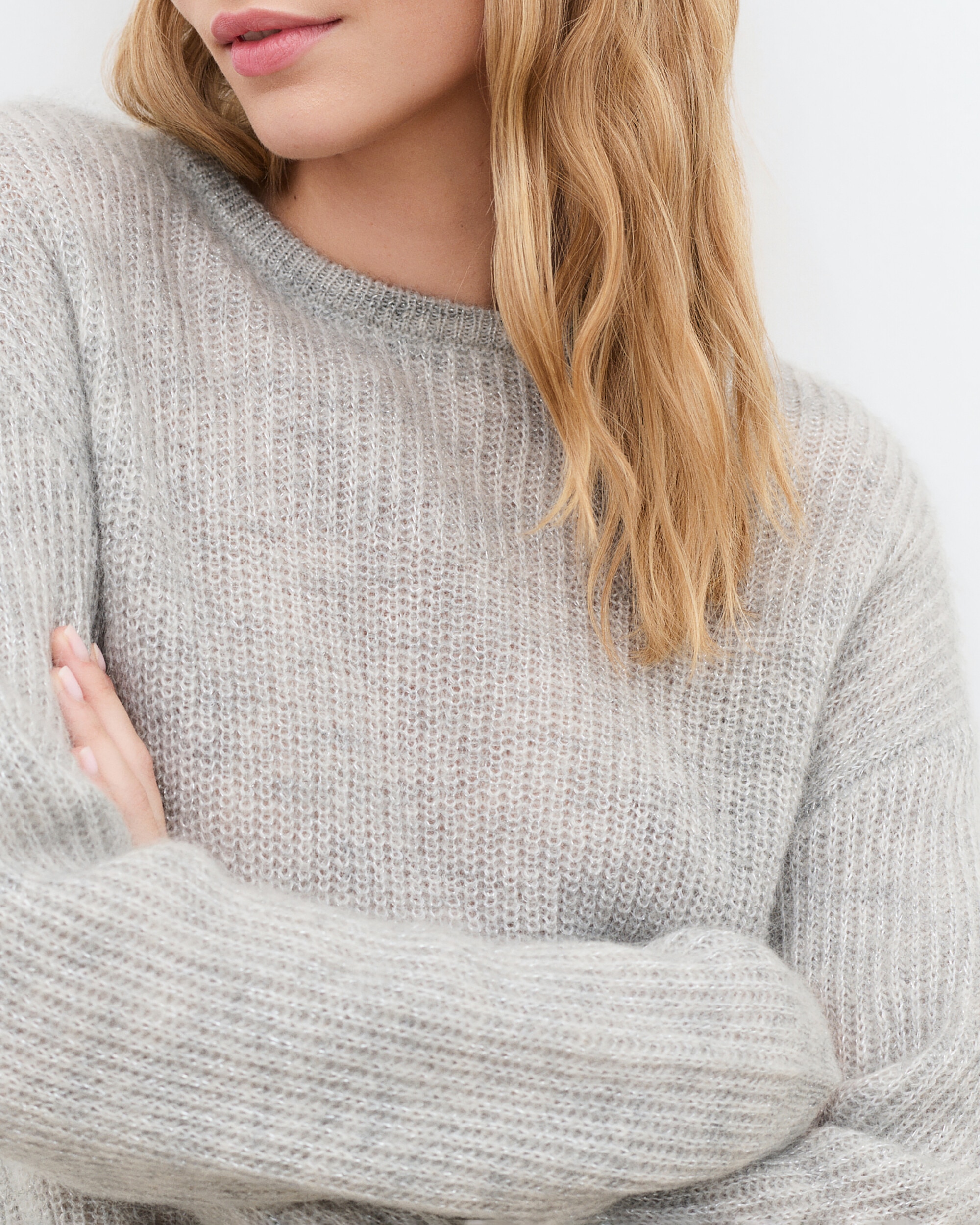 Jersey de mujer con cuello redondo en lana - Caroll - Gris Gris-3