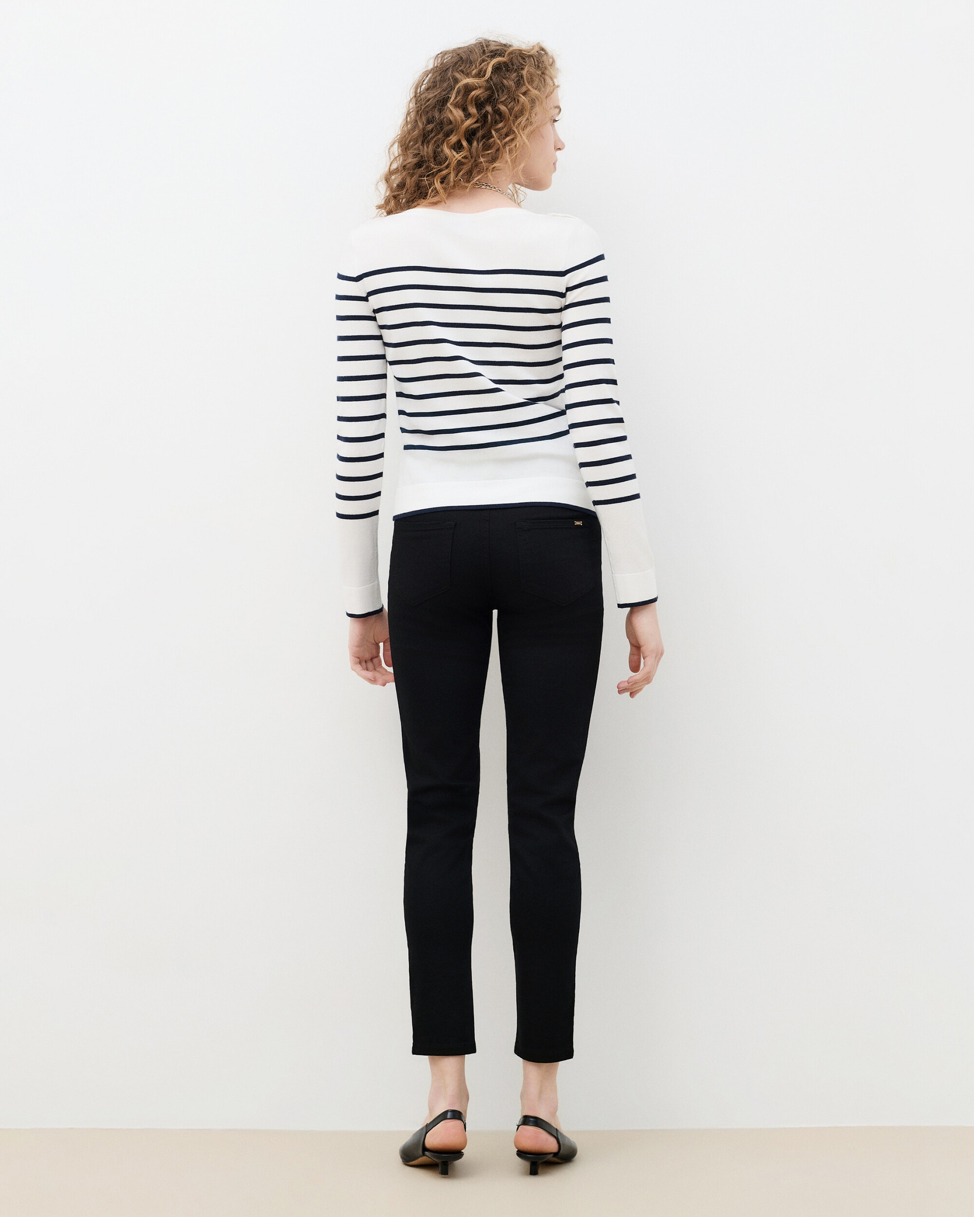 Camiseta de mujer con manga larga - Caroll - Blanco / Negro Blanco / Negro-2