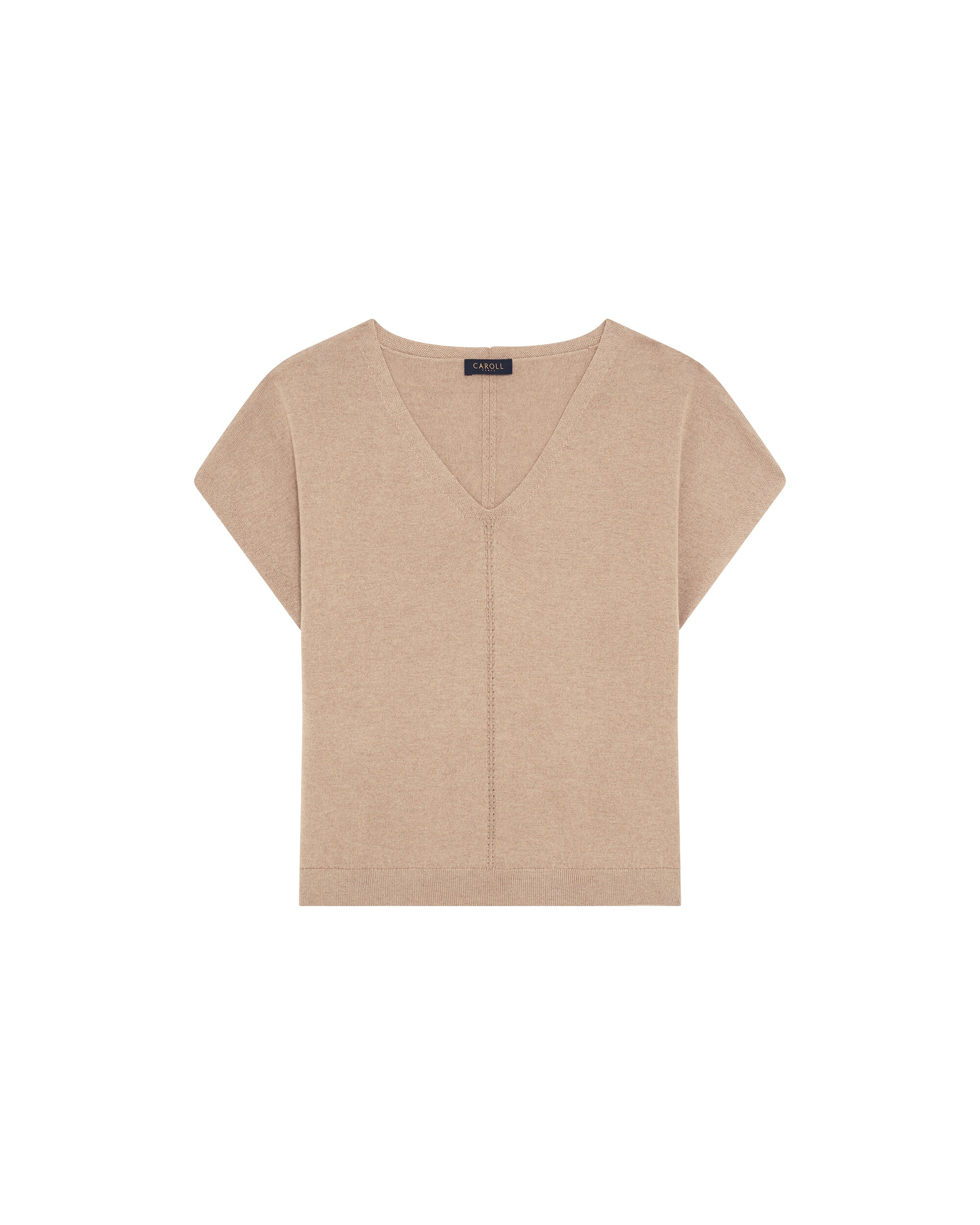 Jersey de mujer con manga corta - Caroll - Marrón claro Marrón claro-4