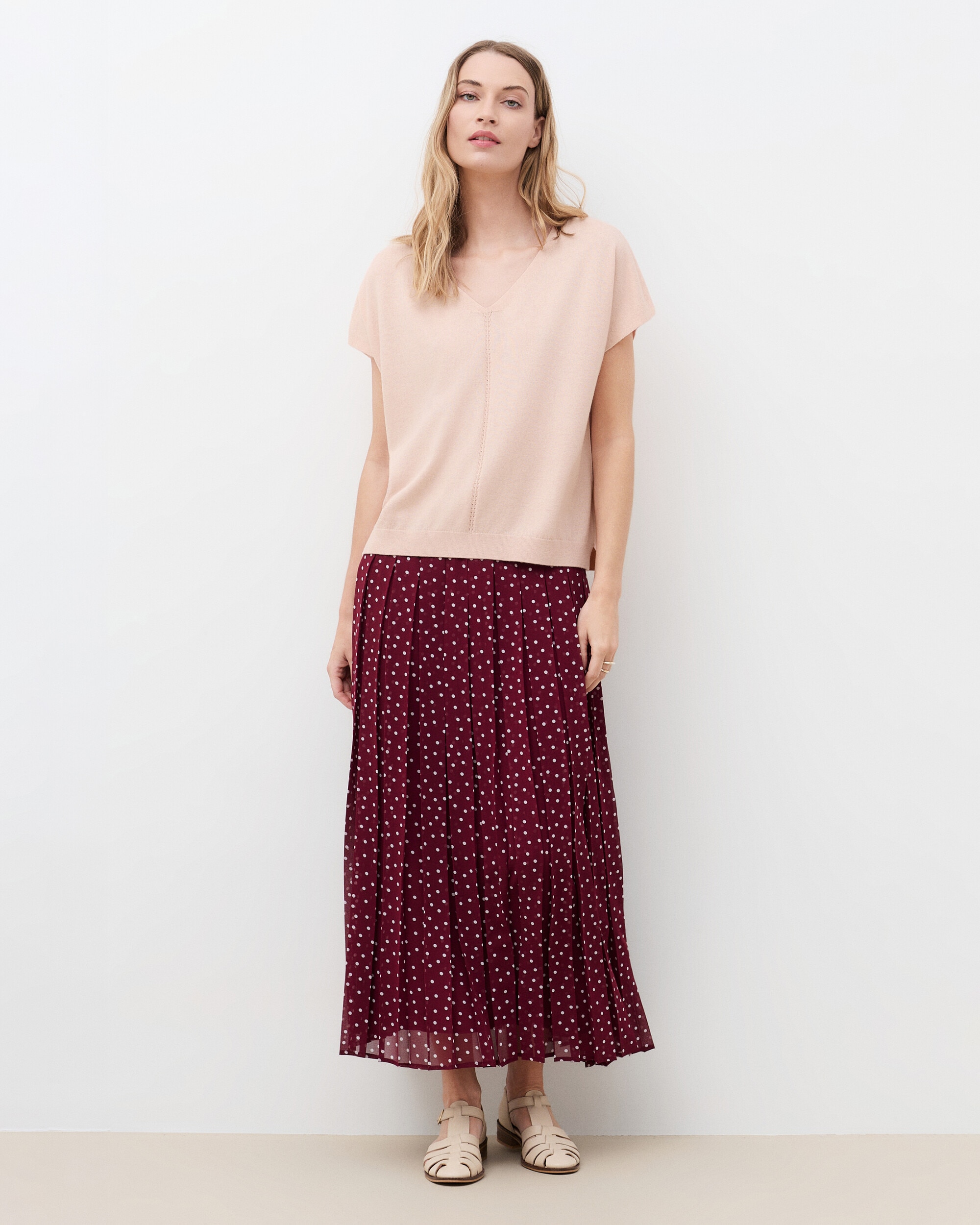 Jersey de mujer con manga corta - Caroll - Rosa claro Rosa claro-1