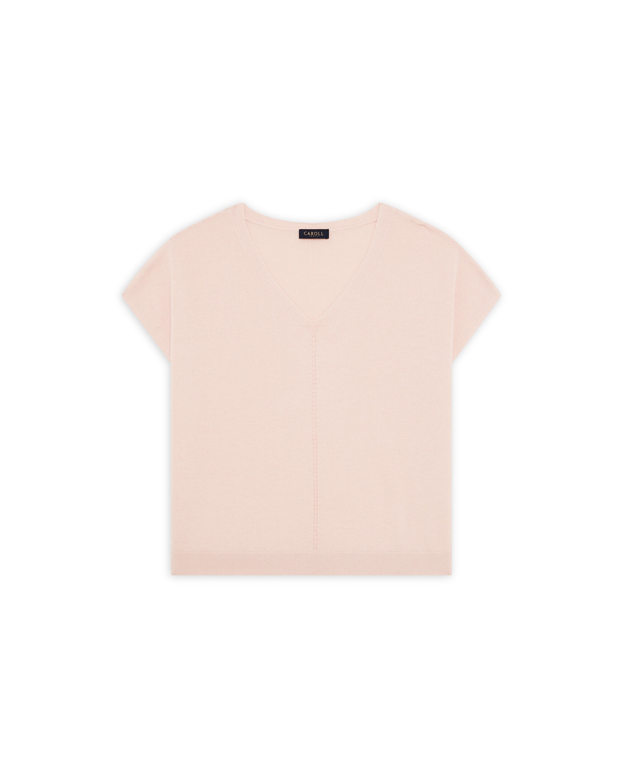 Jersey de mujer con manga corta - Caroll - Rosa claro Rosa claro-4