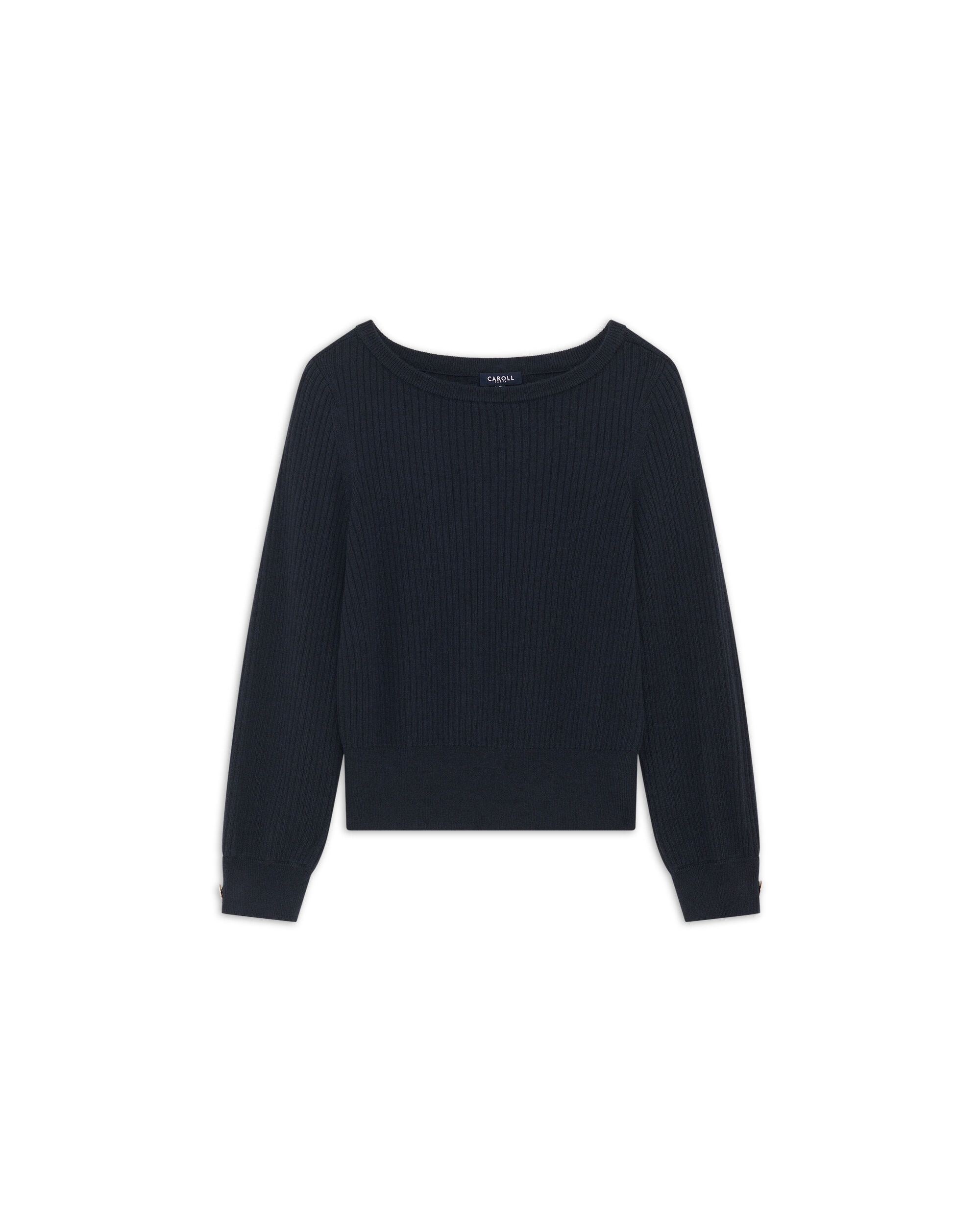 Jersey de mujer en punto canalé en lana - Caroll - Azul marino Azul marino-4