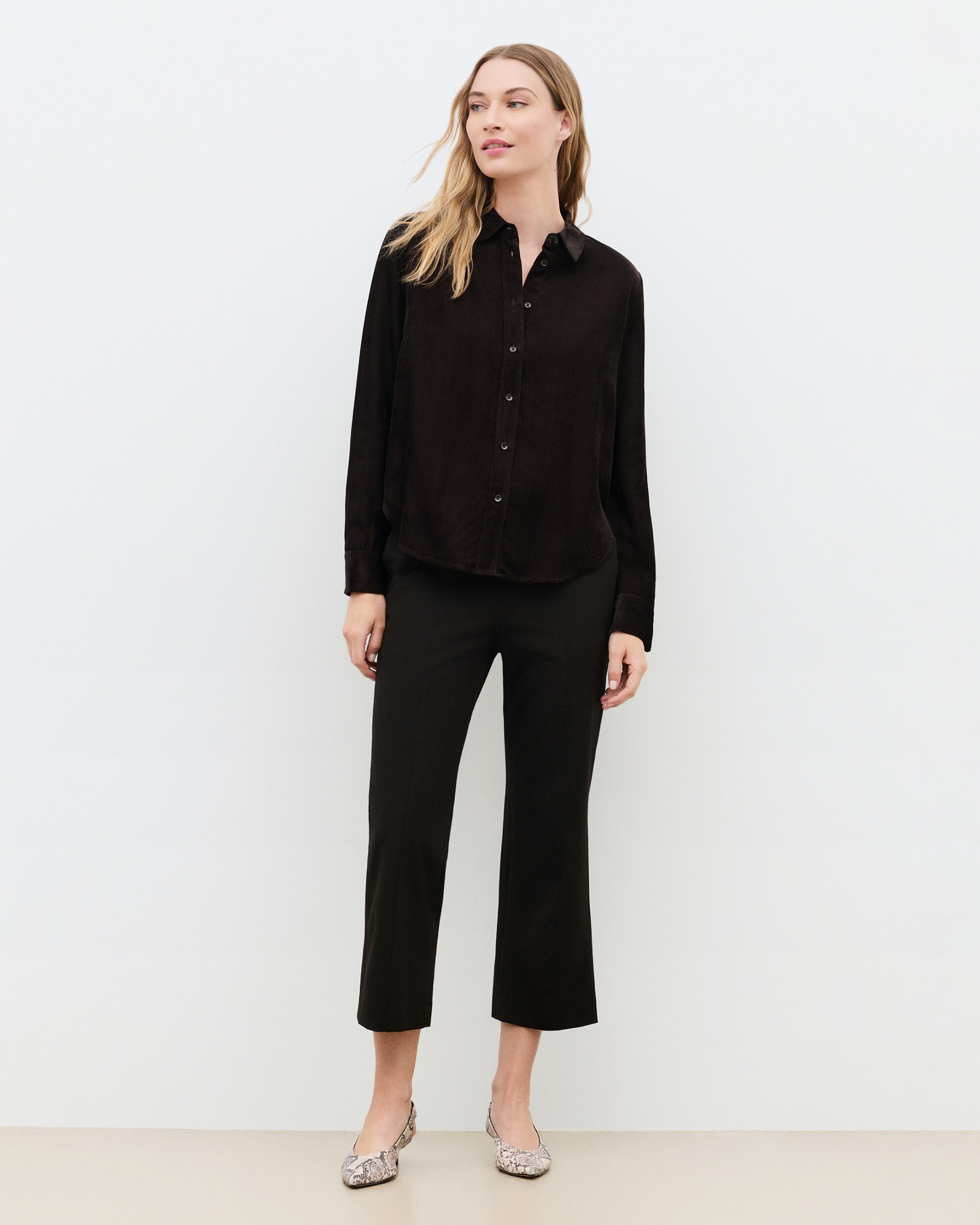 Camisa de mujer con manga larga - Caroll - Marrón oscuro Marrón oscuro-1
