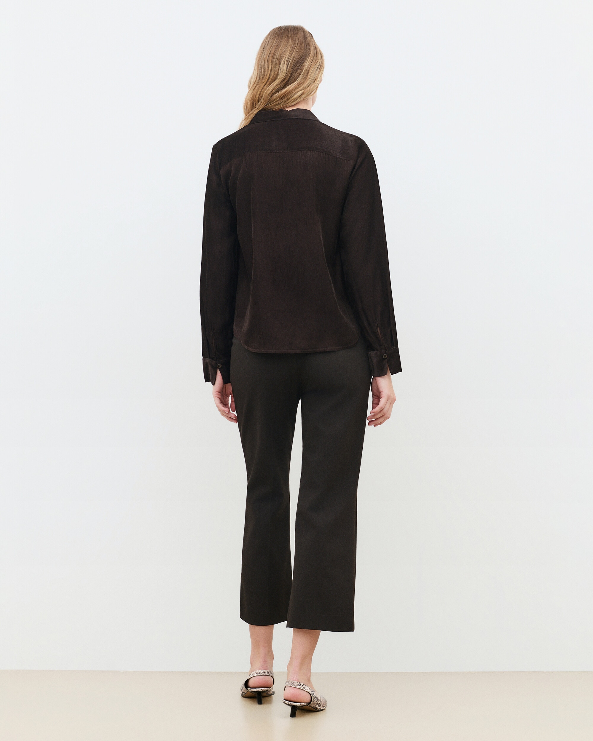 Camisa de mujer con manga larga - Caroll - Marrón oscuro Marrón oscuro-2