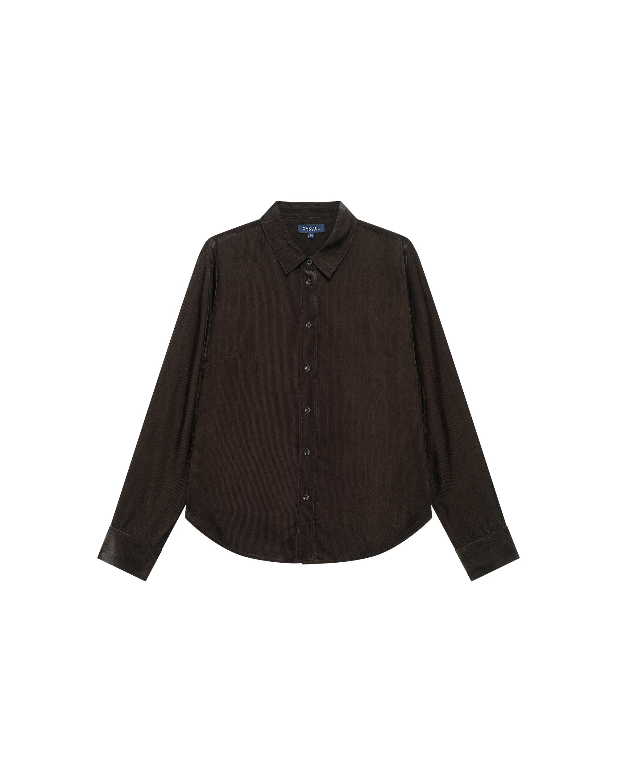 Camisa de mujer con manga larga - Caroll - Marrón oscuro Marrón oscuro-4