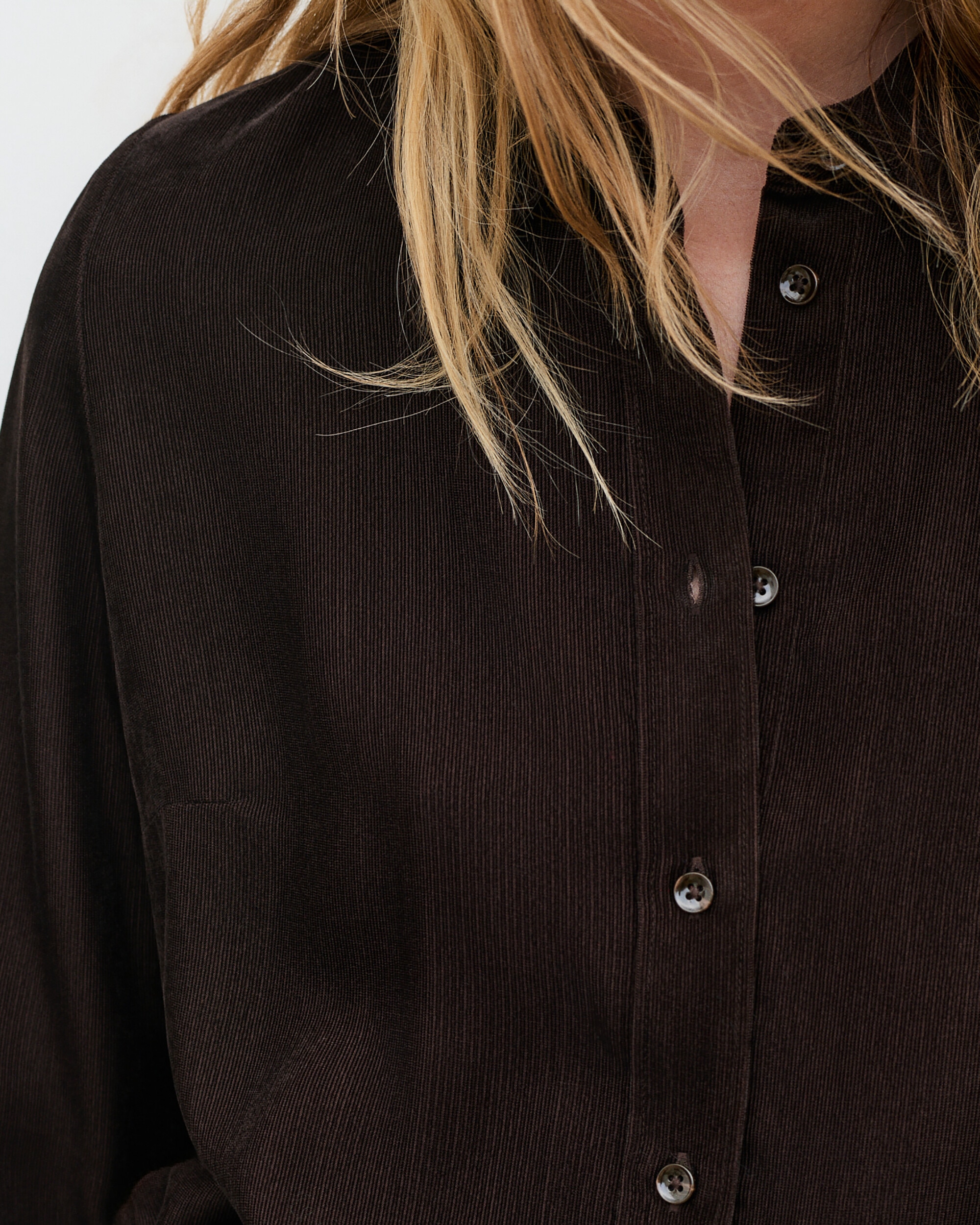 Camisa de mujer con manga larga - Caroll - Marrón oscuro Marrón oscuro-3