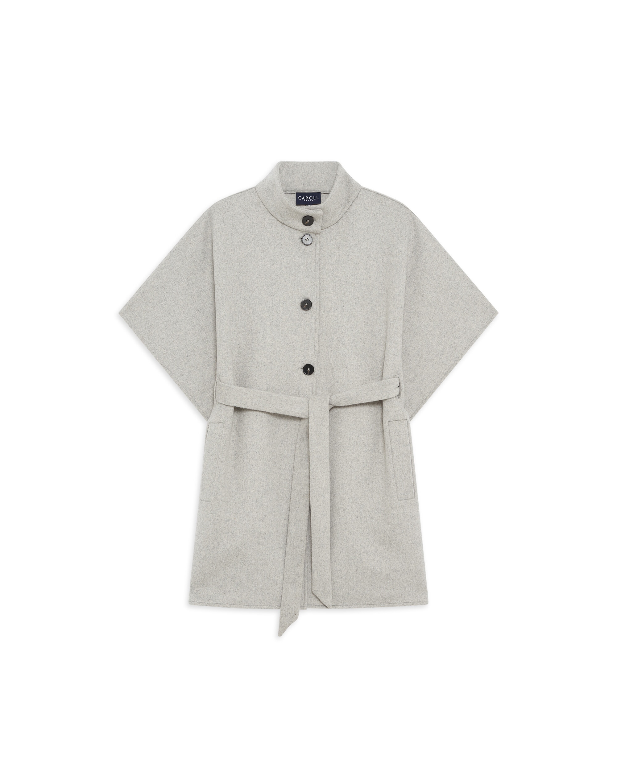 Imagen 4 de Poncho de mujer con cuello alto y cinturón - Caroll - Gris Gris