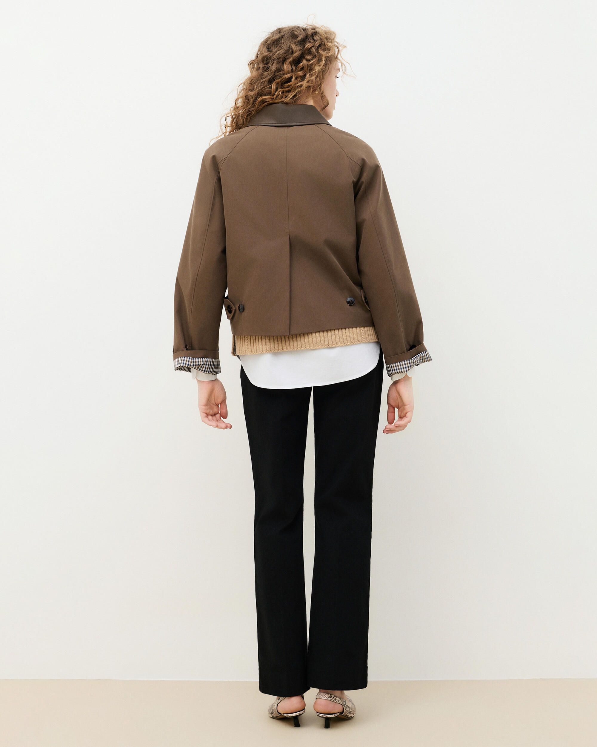 Gabardina de mujer corte crop con capucha - Caroll - Marrón Marrón-2
