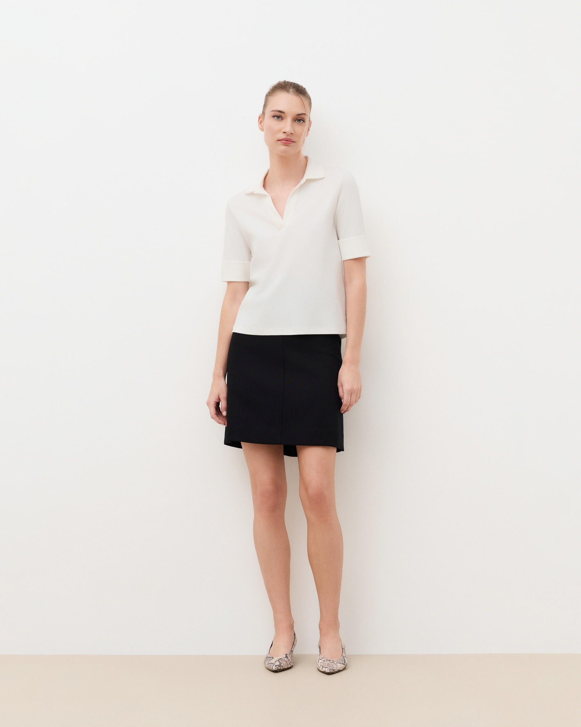 Camiseta de mujer con cuello camisero - Caroll - Crudo Crudo-1