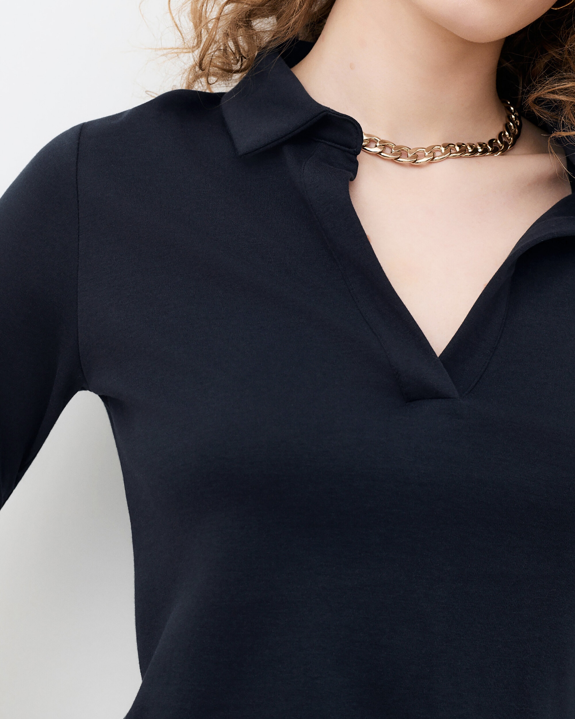 Camiseta de mujer con cuello camisero - Caroll - Azul marino Azul marino-3