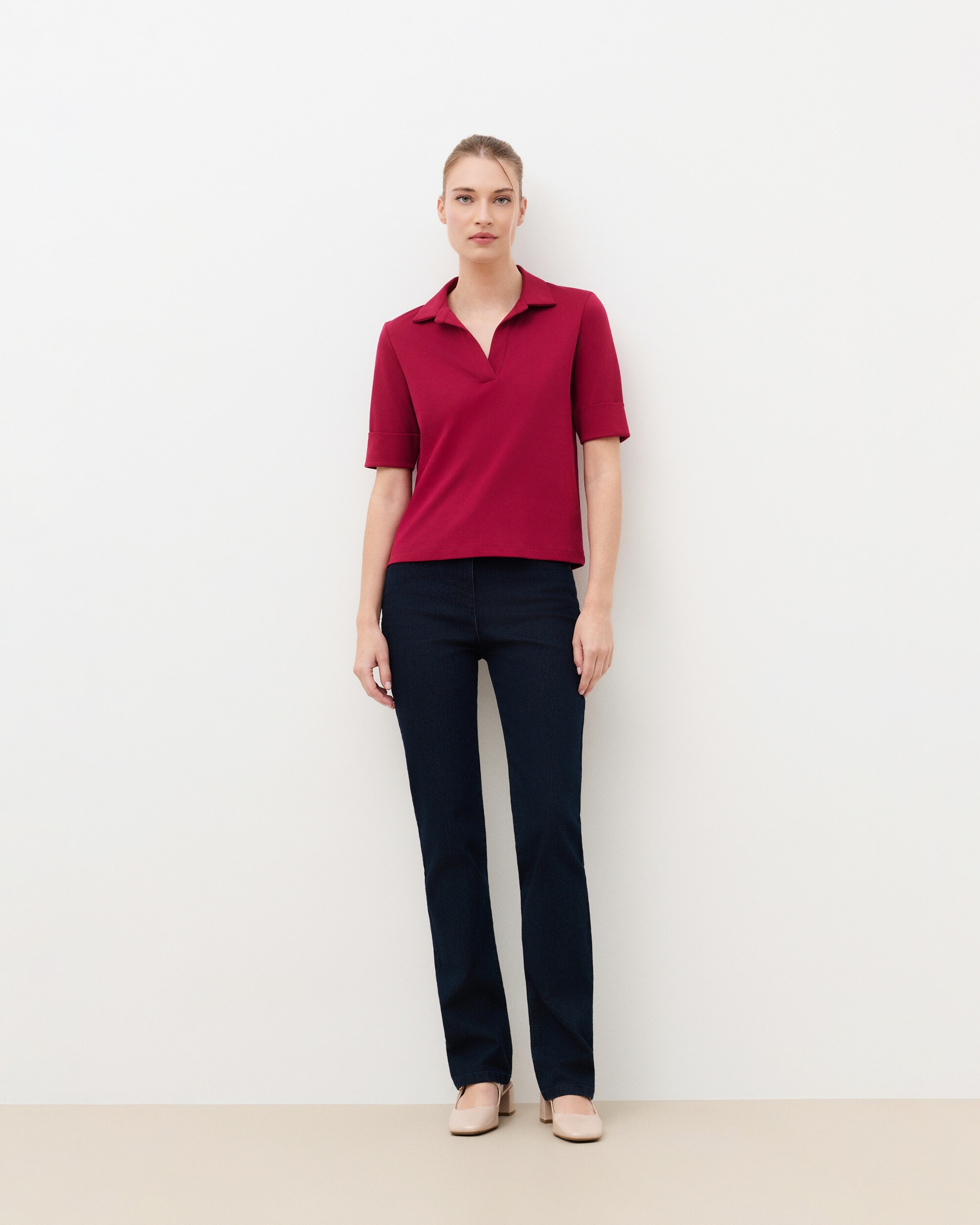 Camiseta de mujer con cuello camisero - Caroll - Burdeos Burdeos-1