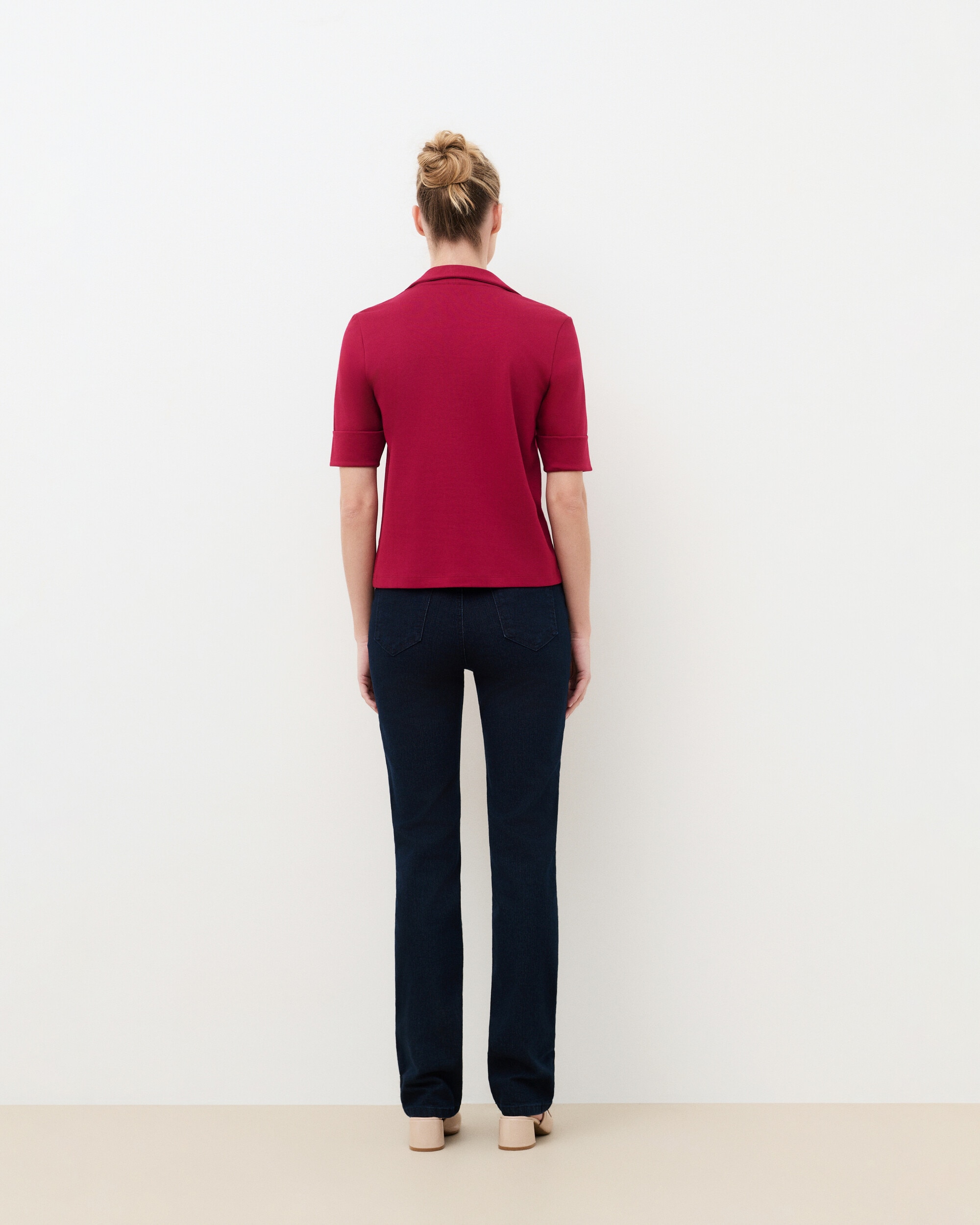 Camiseta de mujer con cuello camisero - Caroll - Burdeos Burdeos-2