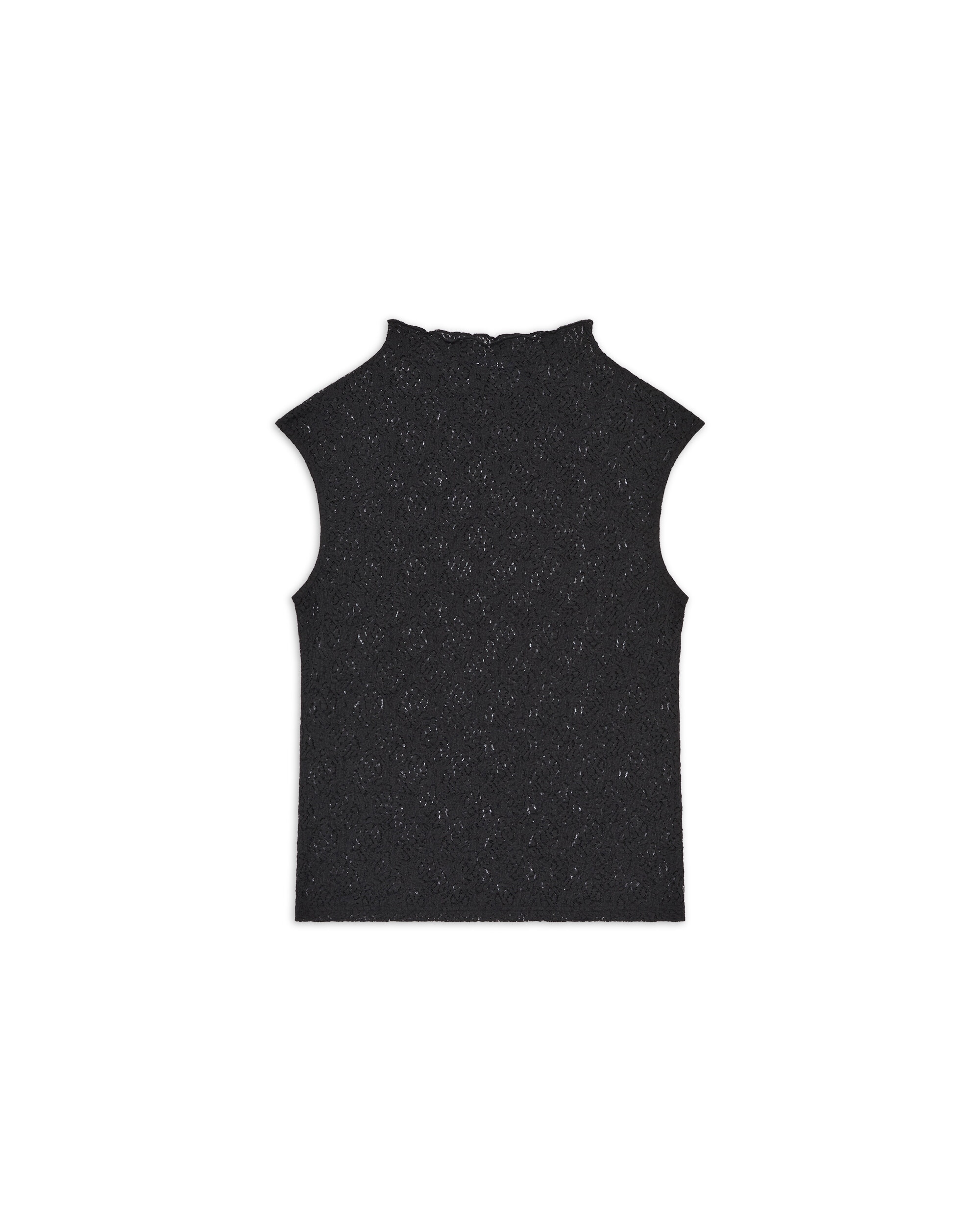 Camiseta de mujer con cuello alto de encaje - Caroll - Negro Negro-4