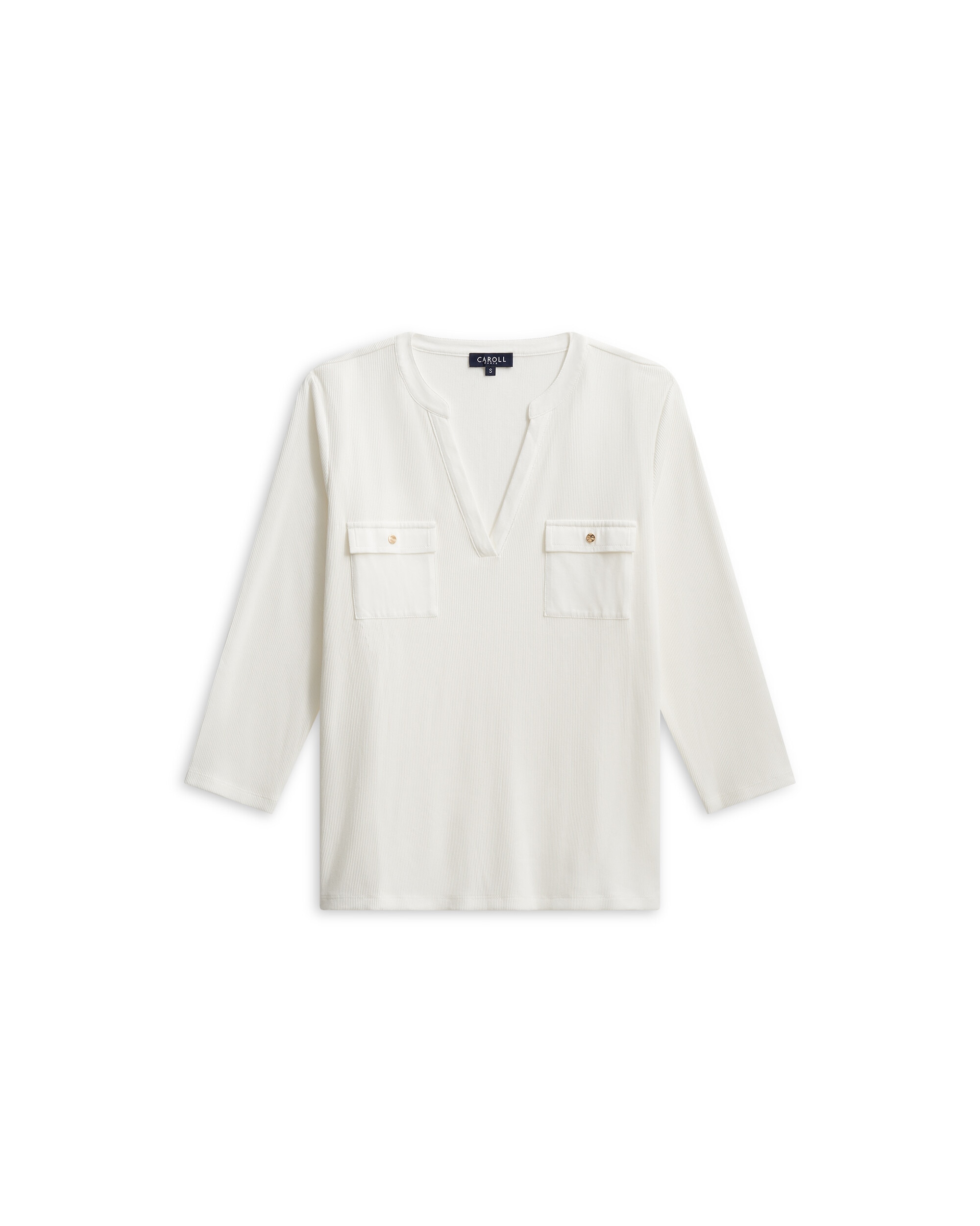 Camiseta de mujer con escote pico - Caroll - Blanco Blanco-4