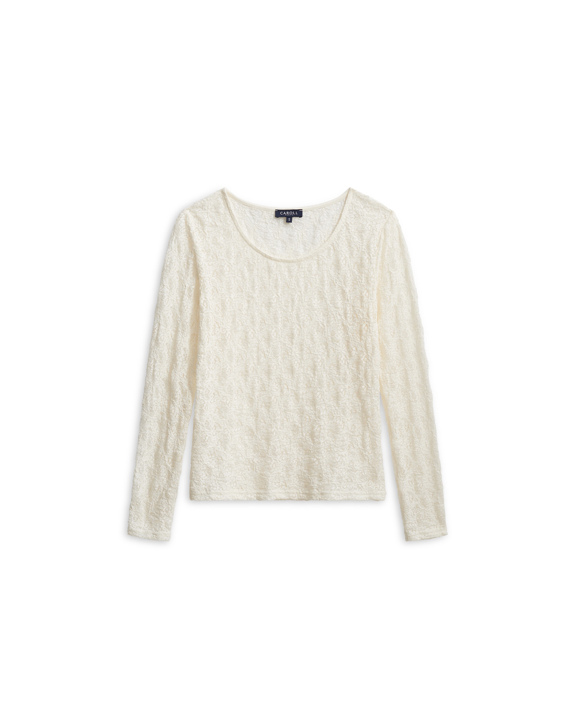 Camiseta de mujer con manga larga efecto calado - Caroll - Crudo Crudo-4