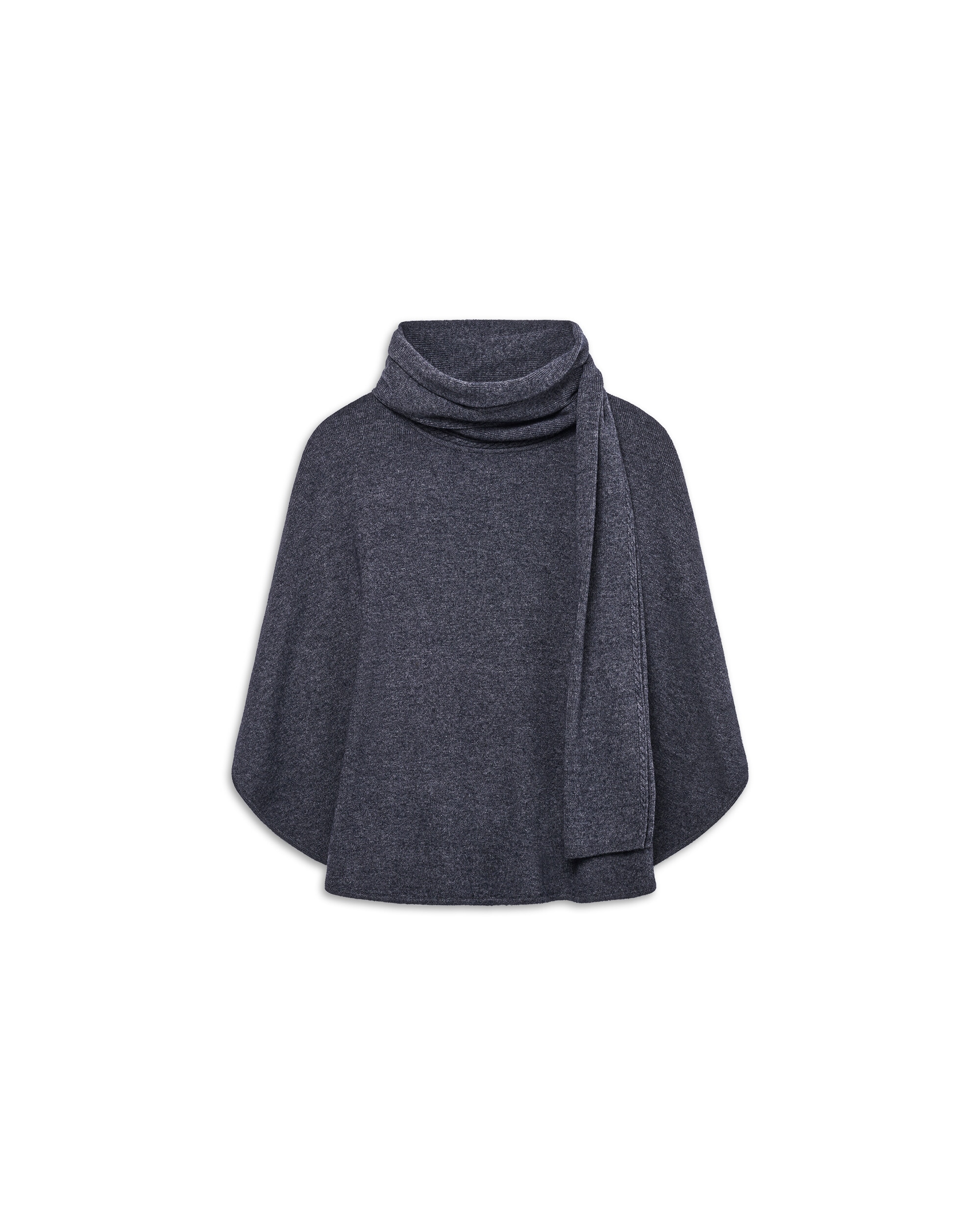 Imagen 4 de Poncho de mujer con cuello vuelto efecto maxi bufanda - Caroll - Gris Gris