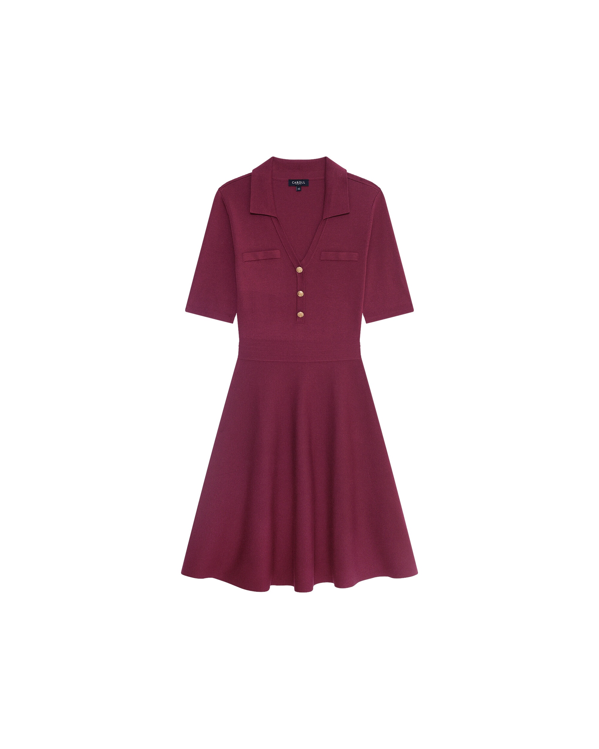Vestido corto con escote pico - Caroll - Burdeos Burdeos-4