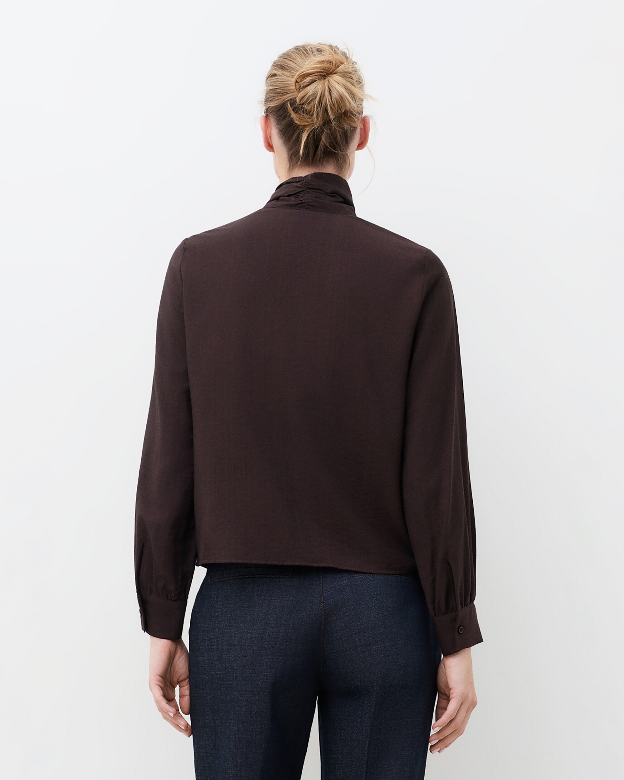 Blusa de mujer con lazo - Caroll - Marrón oscuro Marrón oscuro-2