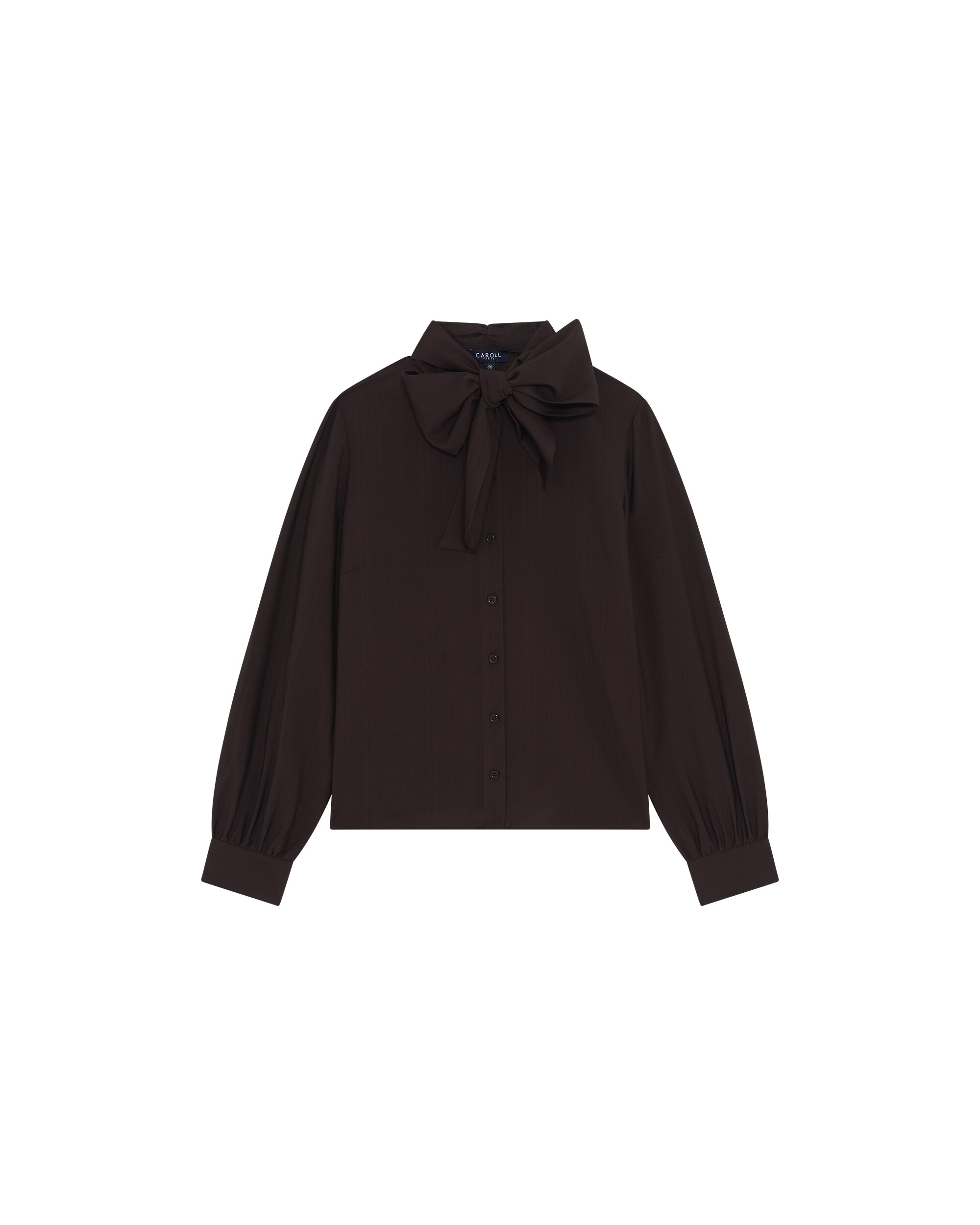 Blusa de mujer con lazo - Caroll - Marrón oscuro Marrón oscuro-4