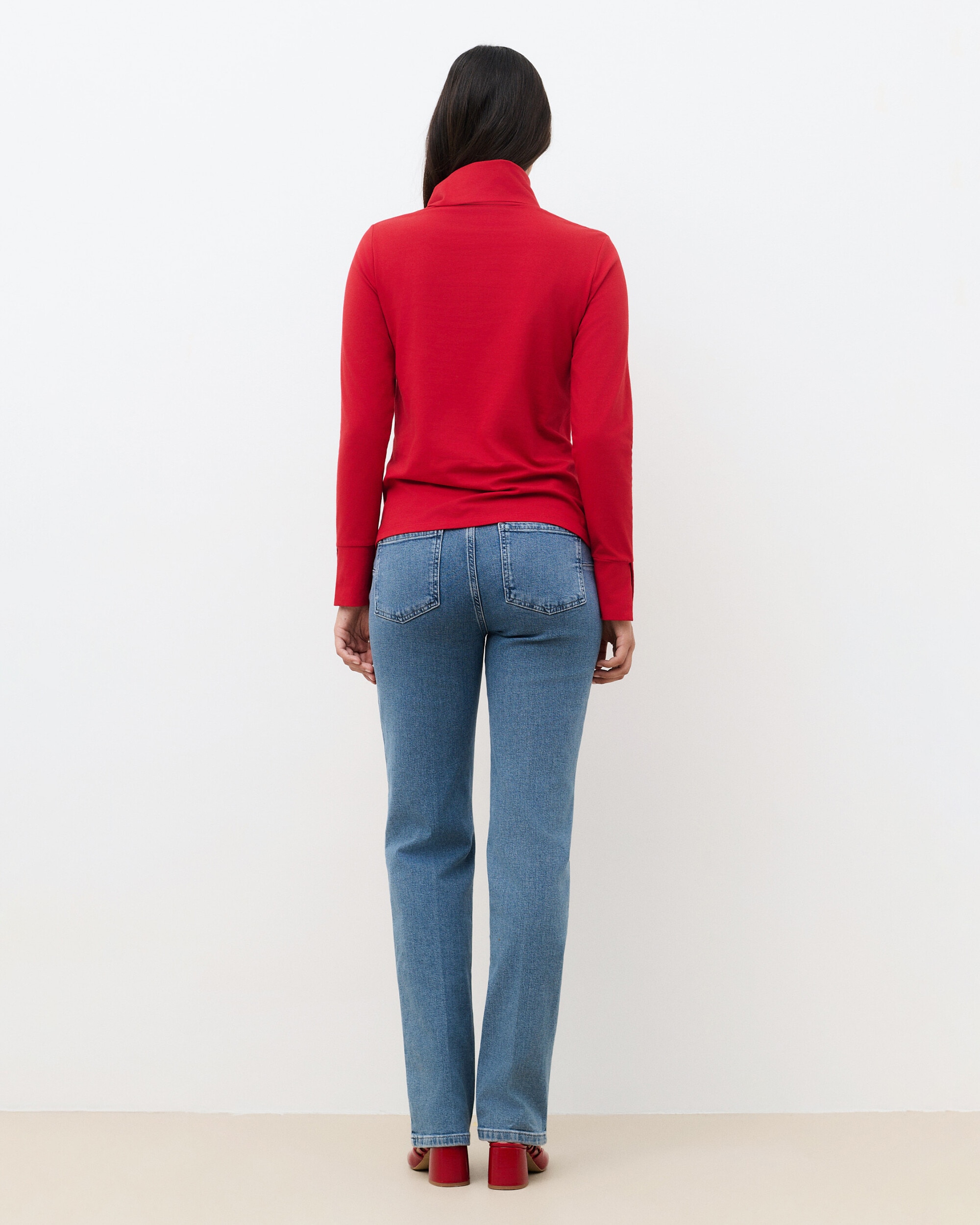 Camiseta de mujer con cuello alto - Caroll - Rojo Rojo-2