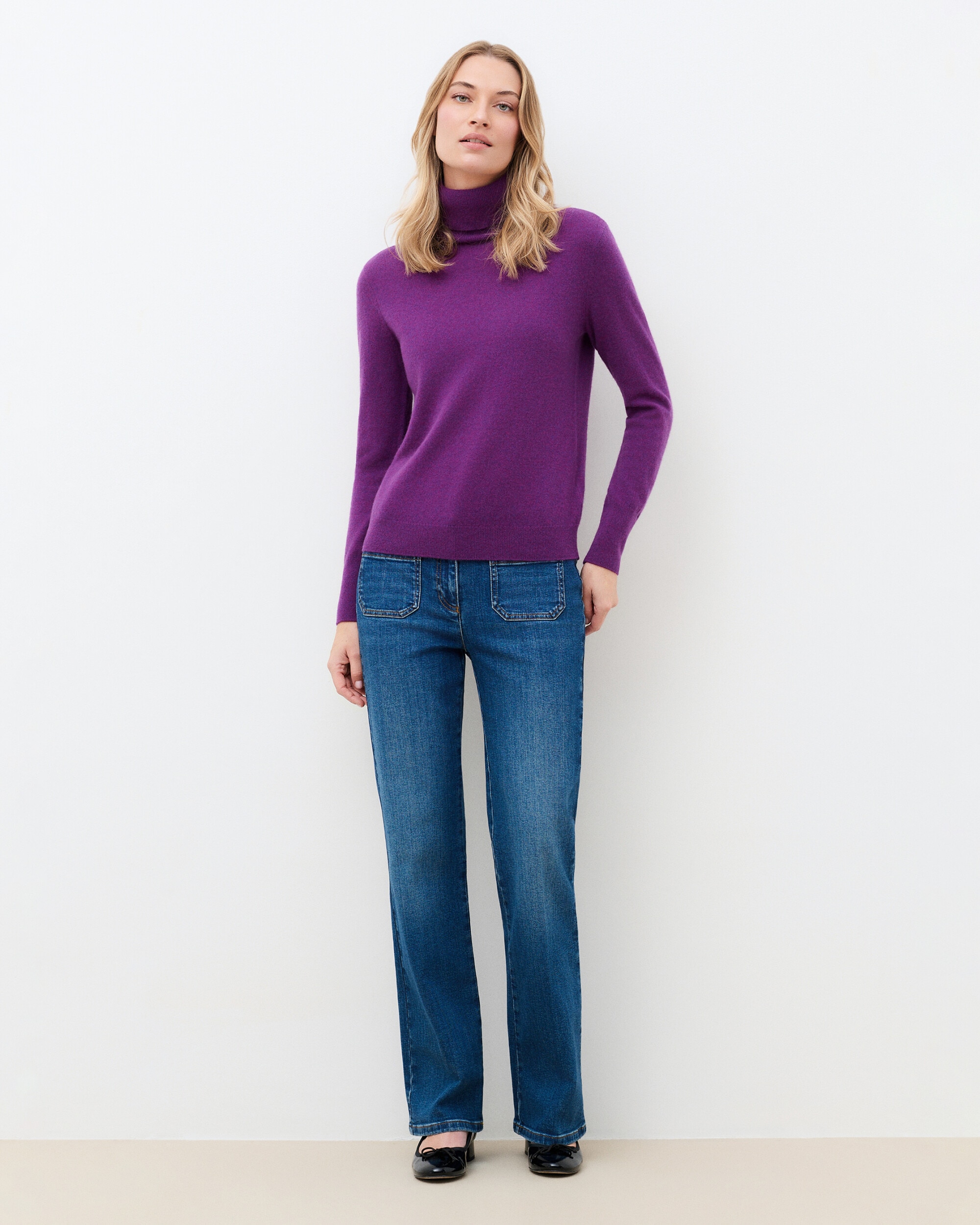 Imagen 1 de Jersey de mujer con cuello alto en cashmere 100% - Caroll - Morado Morado
