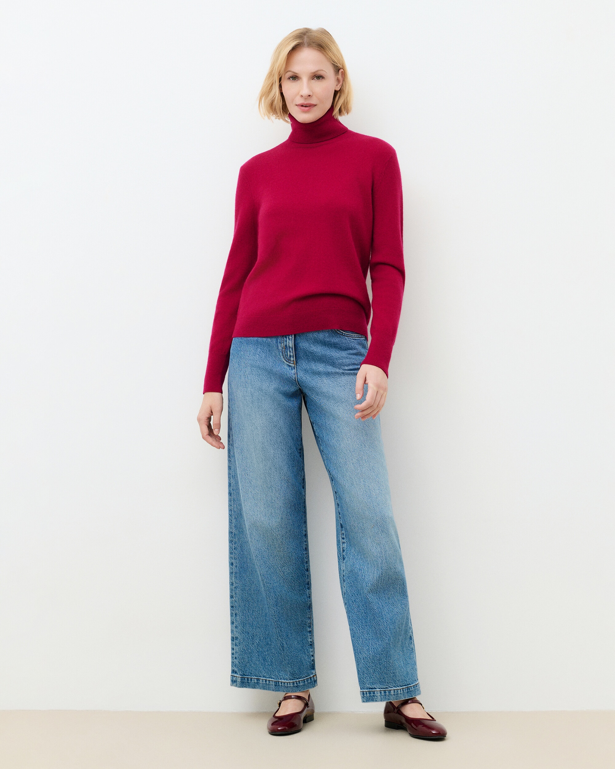 Imagen 1 de Jersey de mujer con cuello alto en cashmere 100% Fucsia