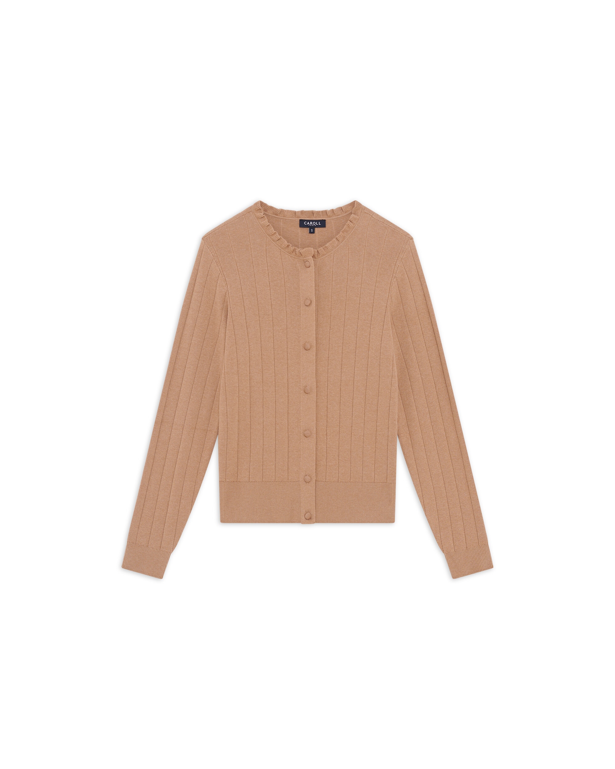 Cárdigan de mujer en punto canalé - Caroll - Camel Camel-4