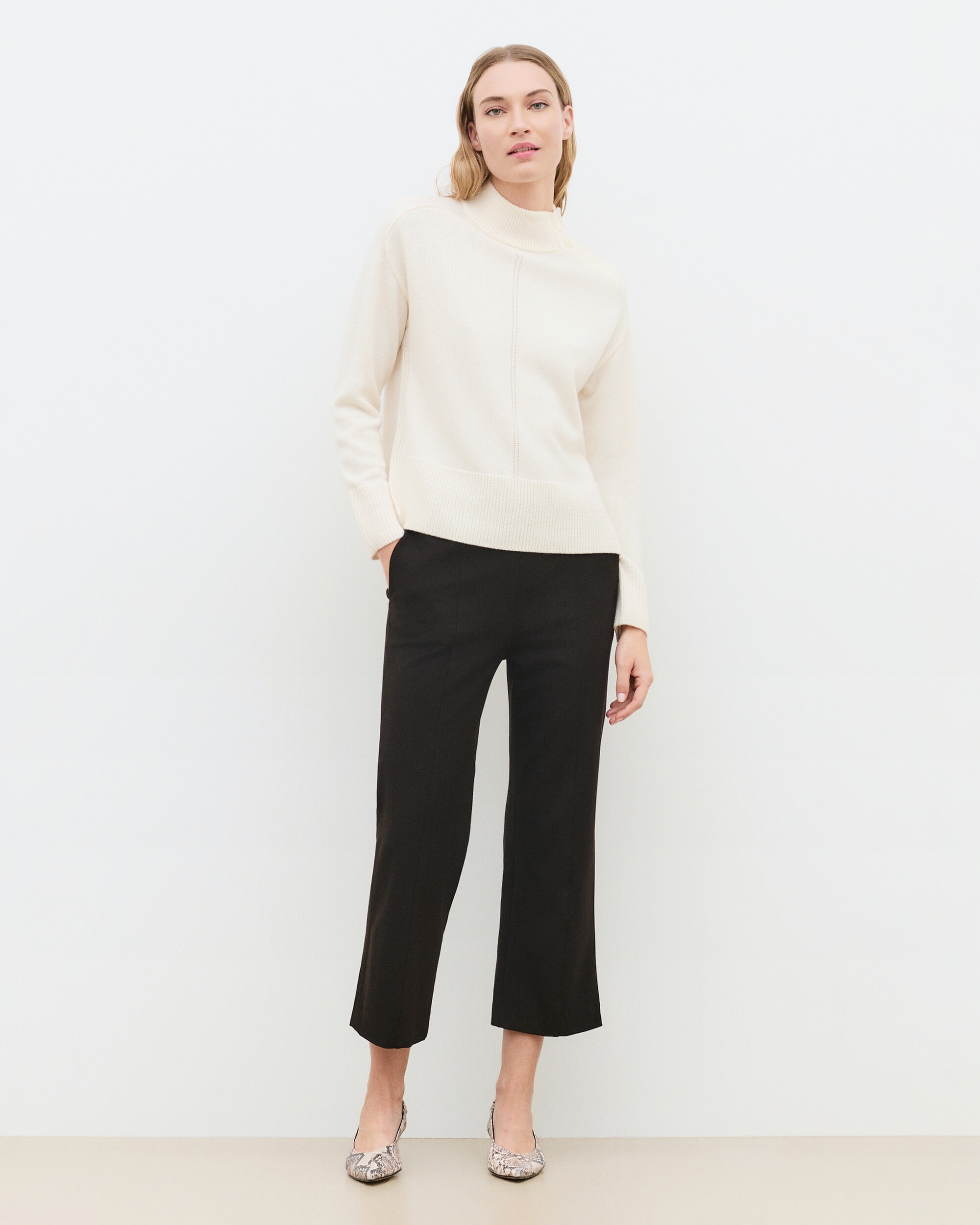 Jersey de mujer con cuello alto en lana - Caroll - Crudo Crudo-1