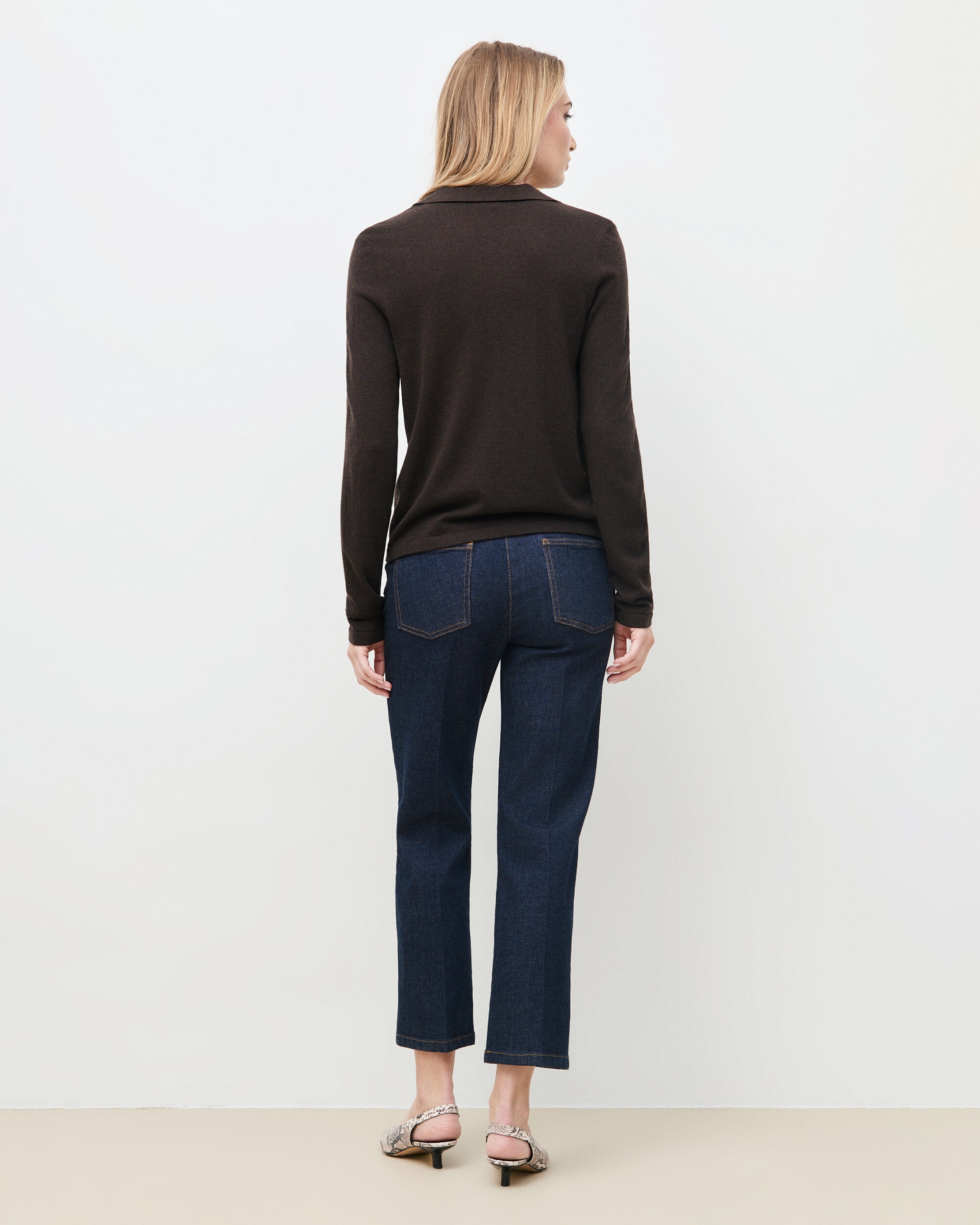 Jersey de mujer con cuello polo en lana - Caroll - Marrón oscuro Marrón oscuro-2
