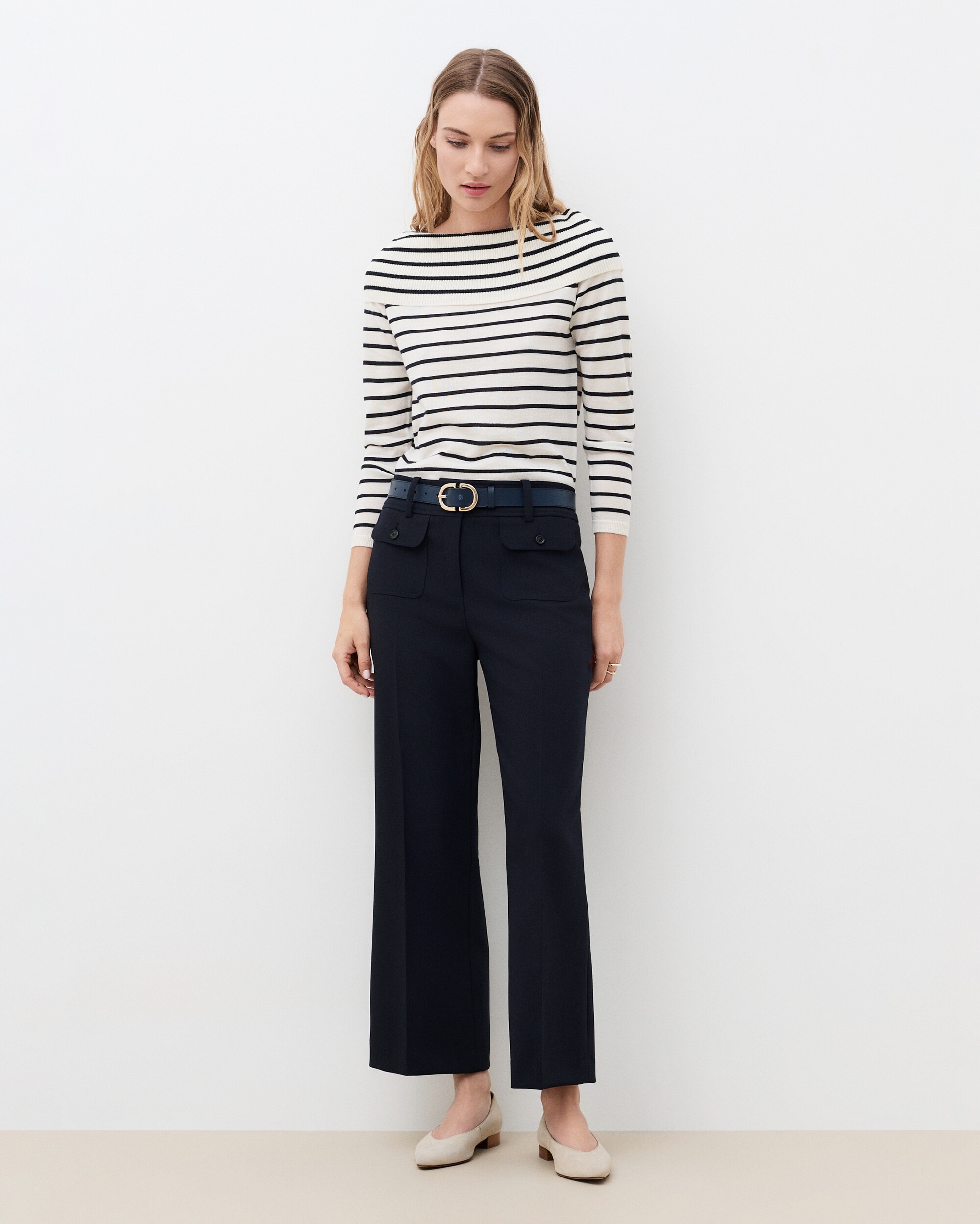 Pantalones de vestir de mujer con bolsillos - Caroll - Azul marino Azul marino-1