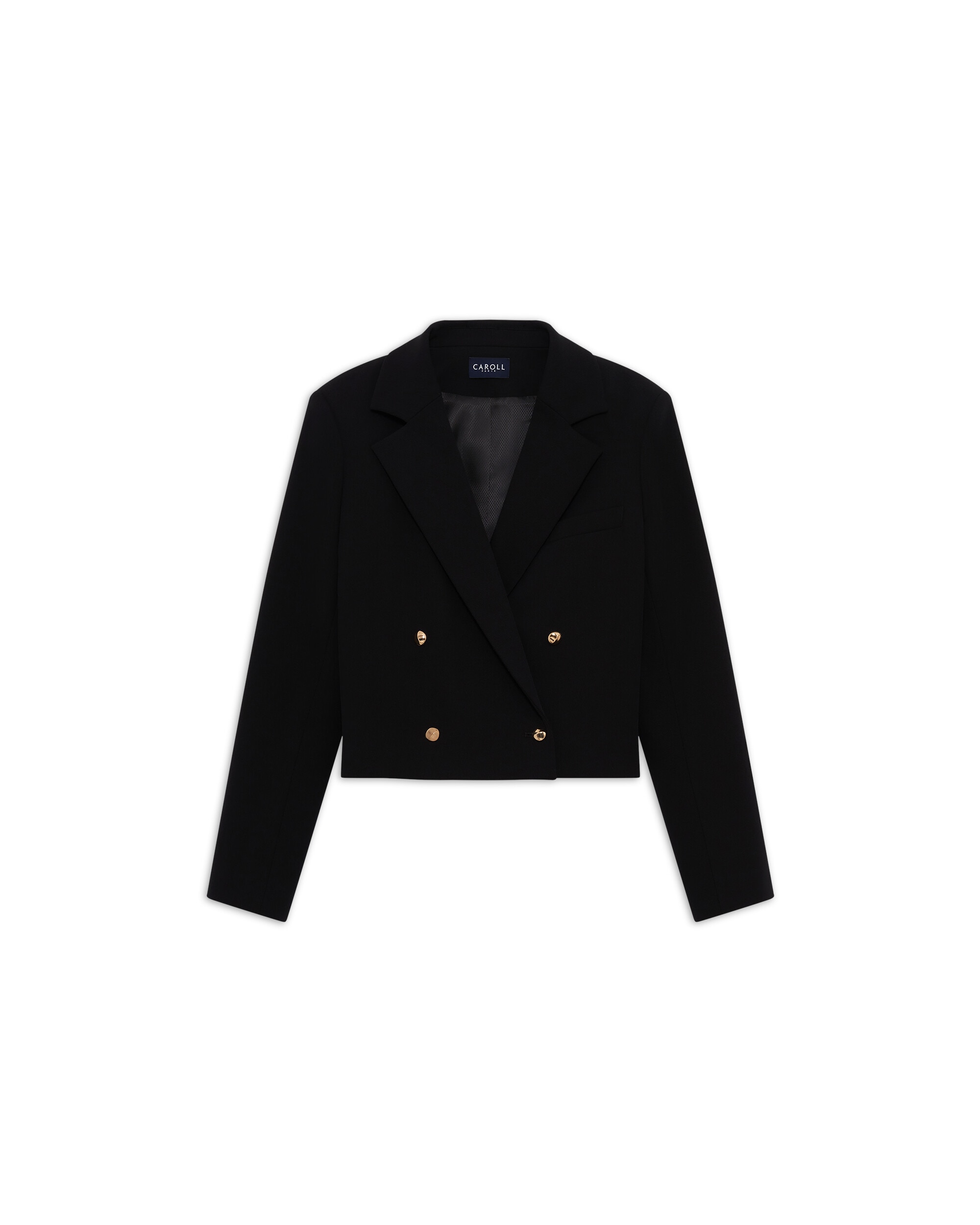 Blazer crop de mujer con botones dorados - Caroll - Negro Negro-4