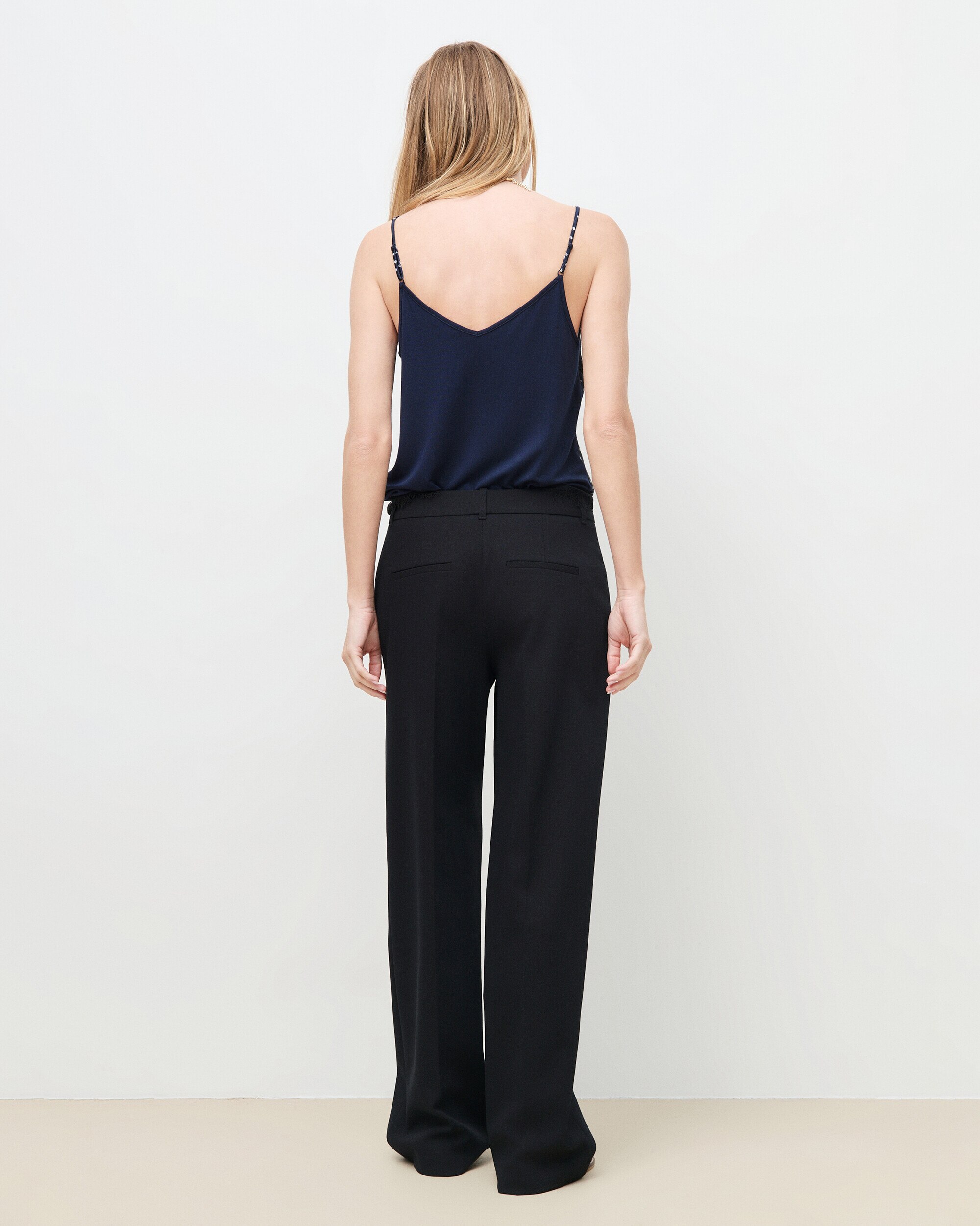 Pantalones anchos de mujer de tiro alto - Caroll - Negro Negro-2