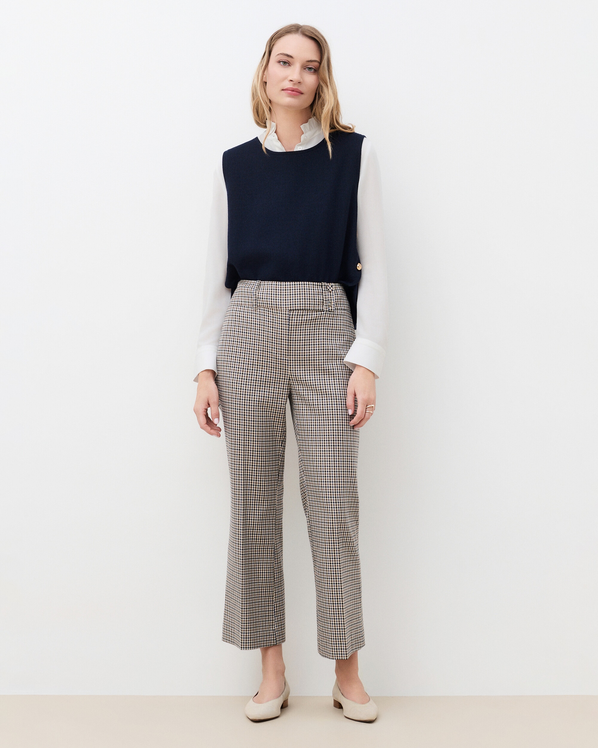 Imagen 0 de Pantalones rectos de mujer con estampado de cuadros Arena