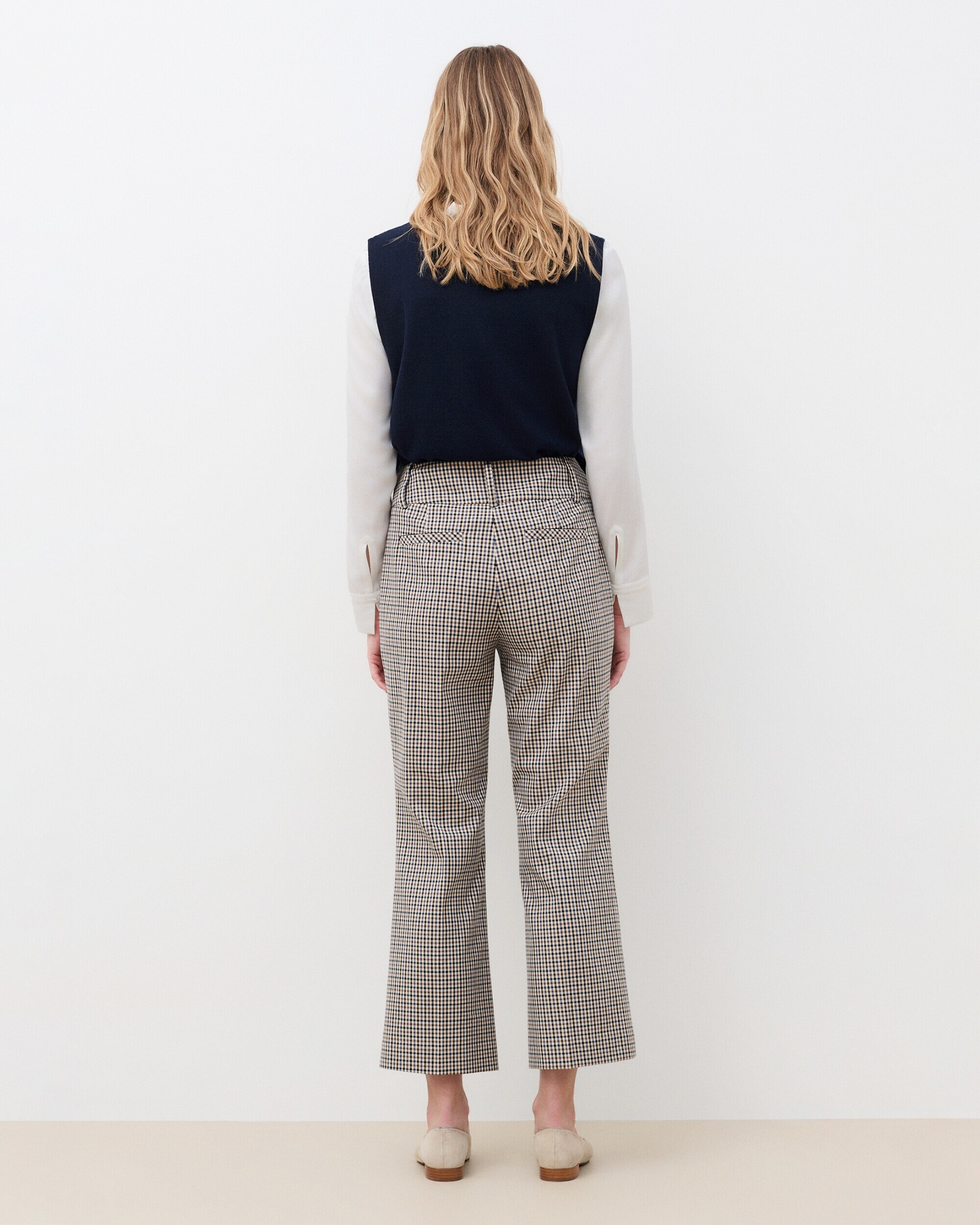 Pantalones rectos de mujer con estampado de cuadros - Caroll - Arena Arena-2