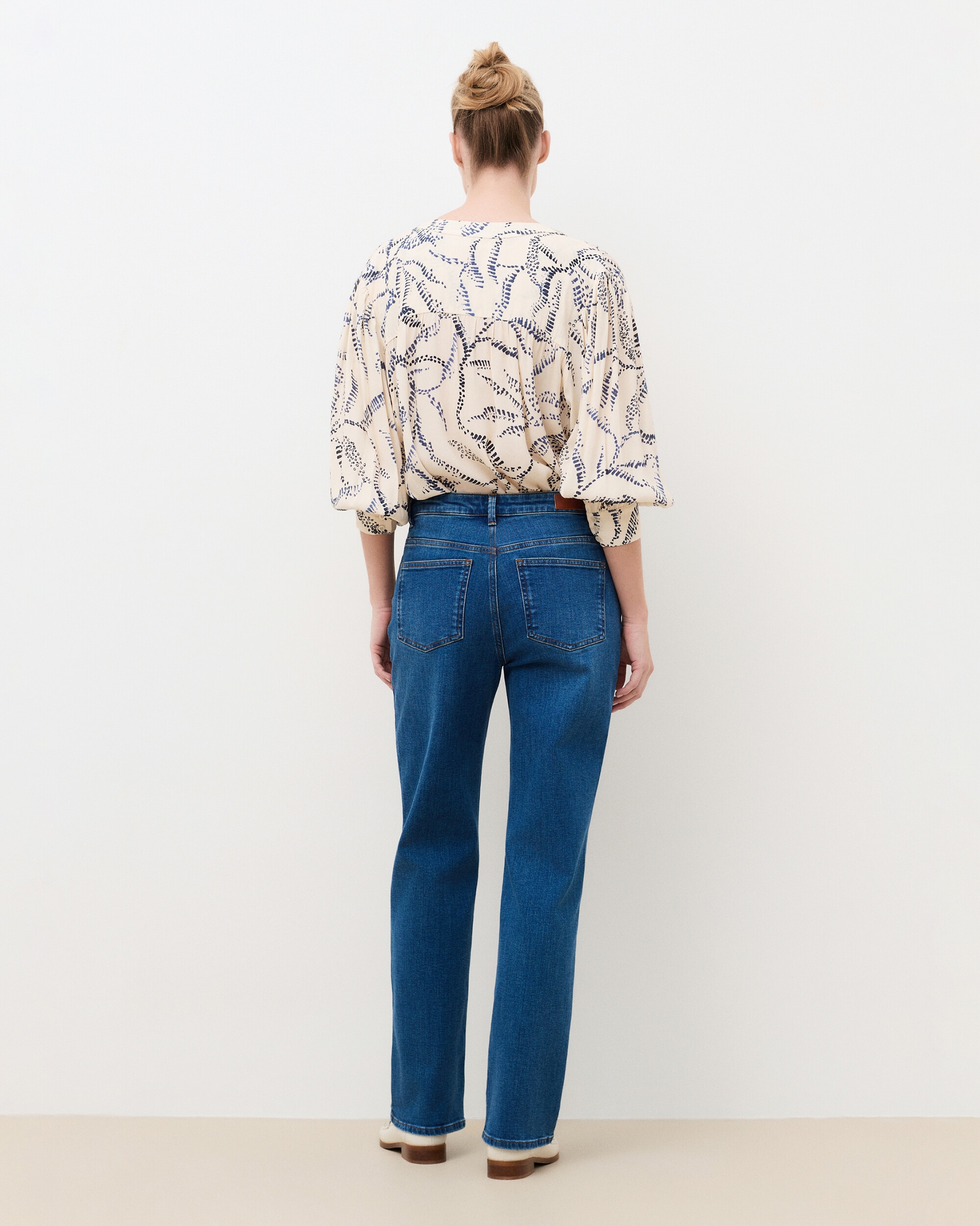Vaqueros rectos de mujer de tiro alto - Caroll - Azul denim Azul denim-2