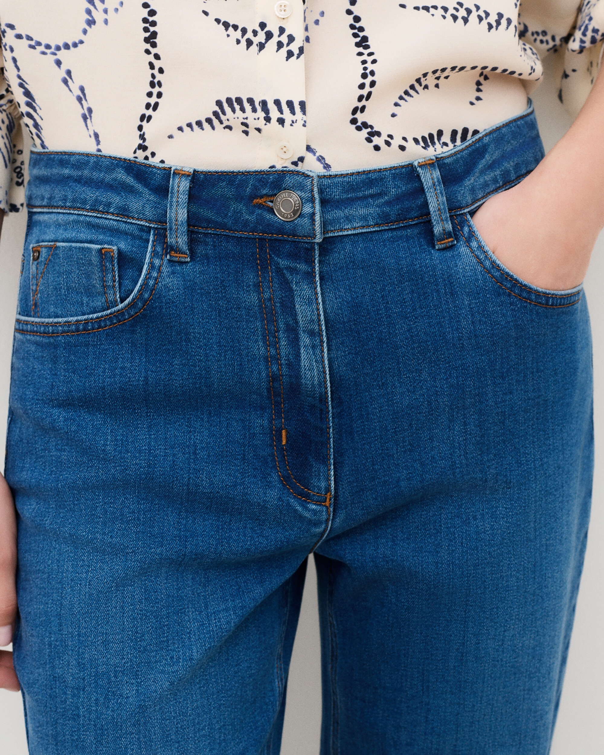 Vaqueros rectos de mujer de tiro alto - Caroll - Azul denim Azul denim-3
