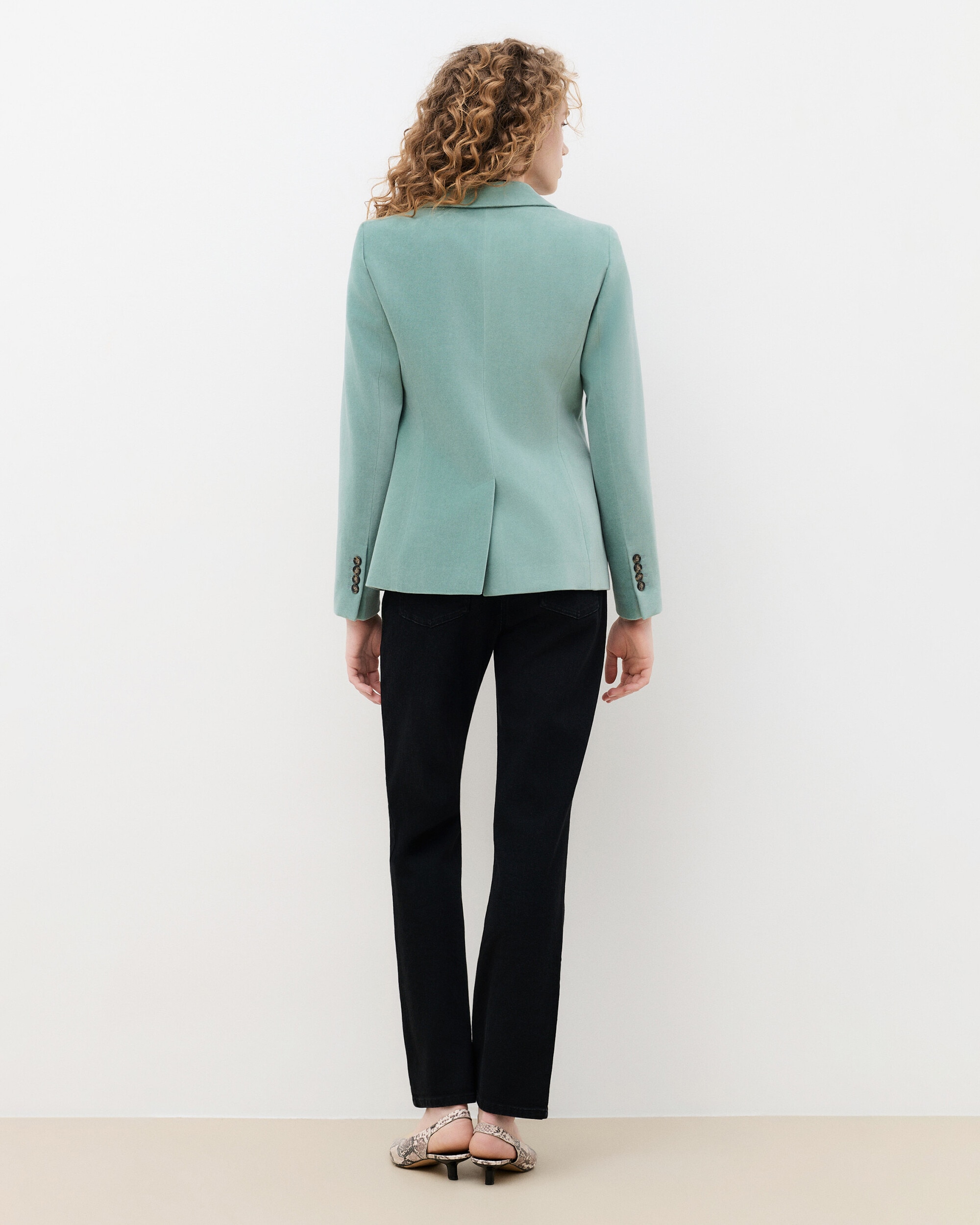 Blazer de mujer con botones en terciopelo de algodón - Caroll - Verde menta Verde menta-2