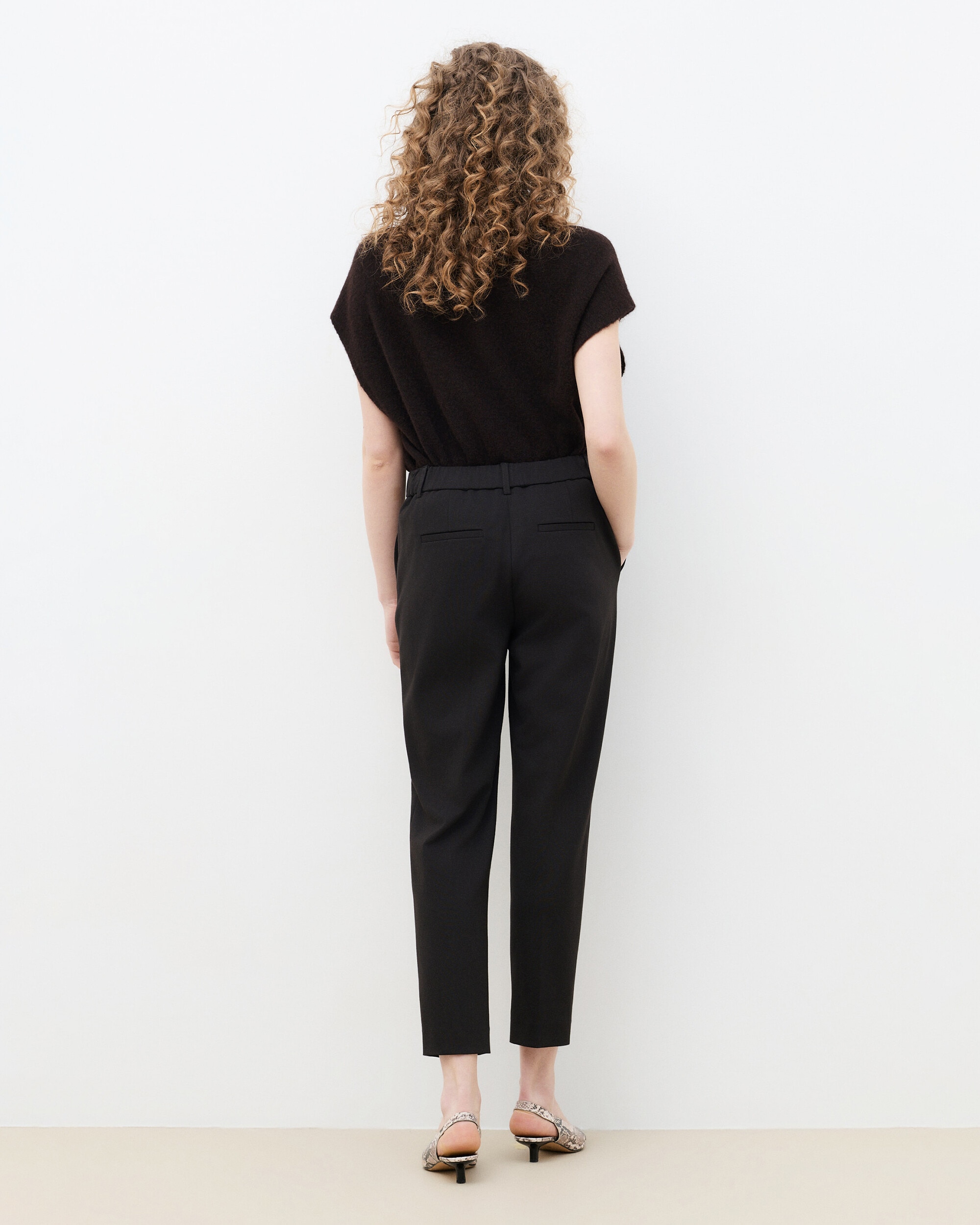 Pantalones de vestir de mujer de tiro alto - Caroll - Marrón oscuro Marrón oscuro-2