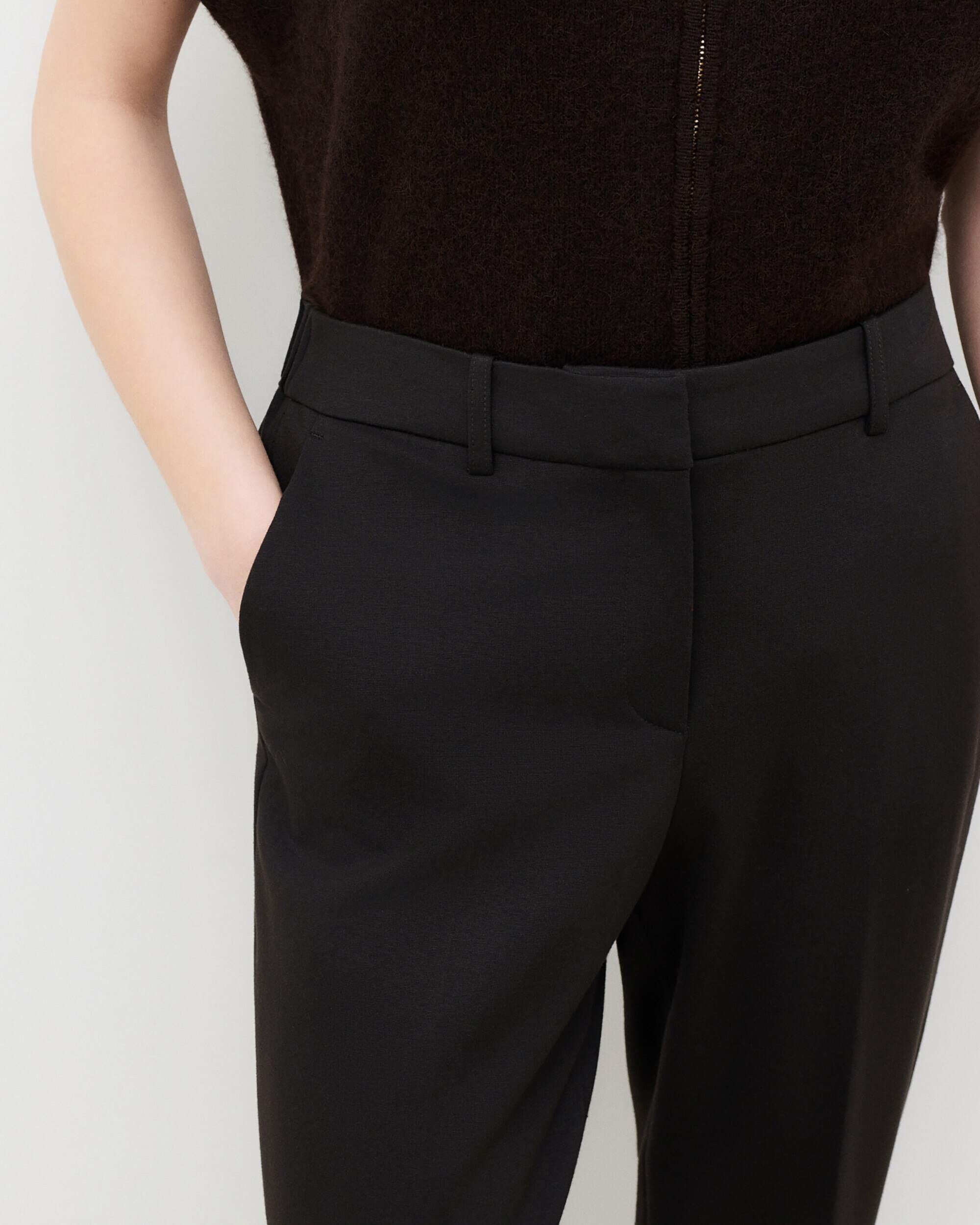 Pantalones de vestir de mujer de tiro alto - Caroll - Marrón oscuro Marrón oscuro-3