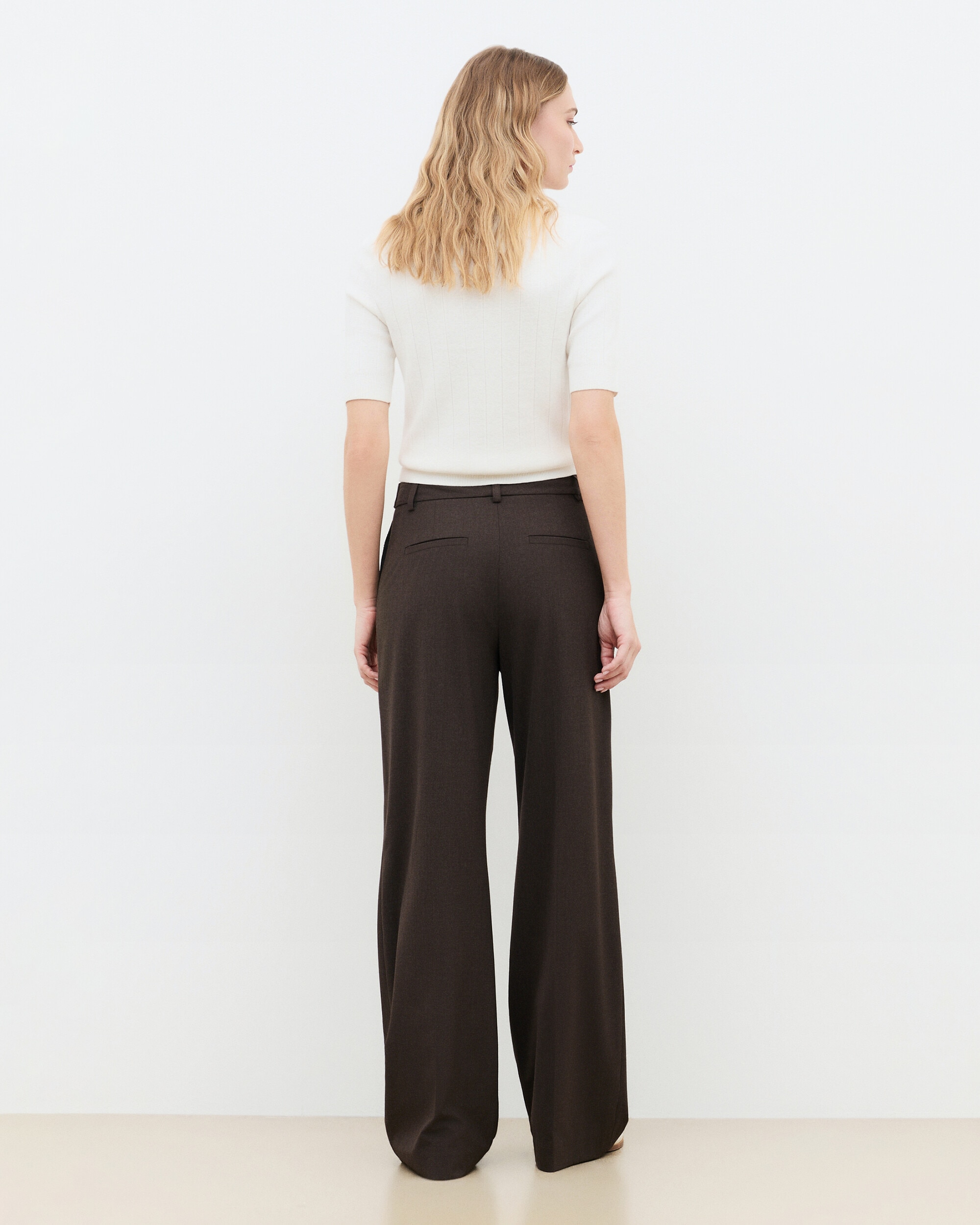 Pantalones de vestir de mujer de tiro alto - Caroll - Marrón oscuro Marrón oscuro-2