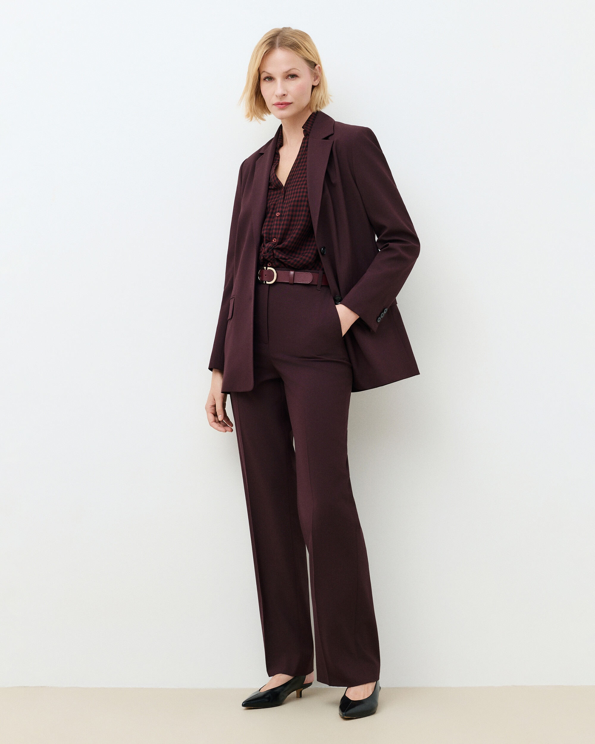Pantalones de vestir de mujer de tiro alto - Caroll - Ciruela Ciruela-1