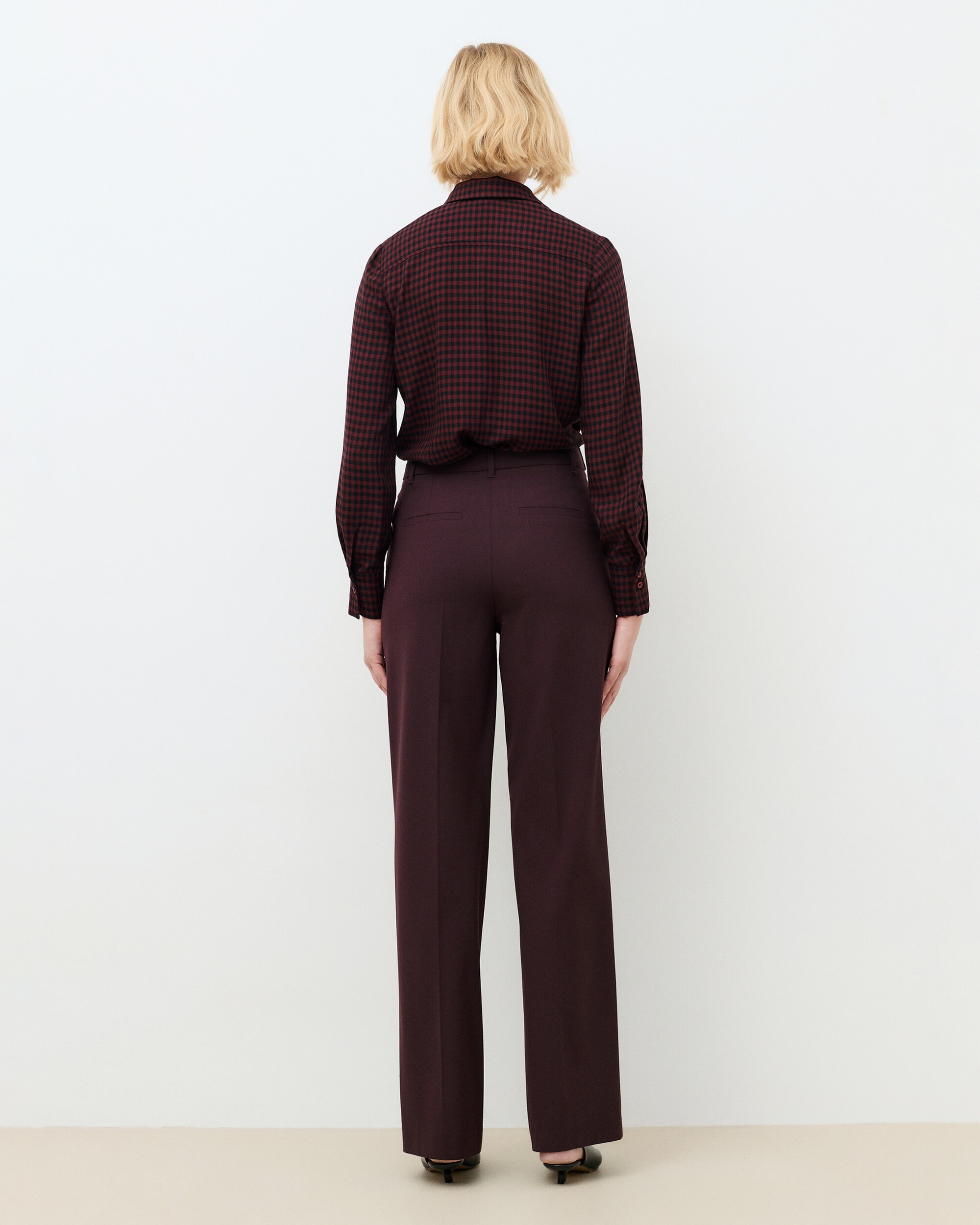 Pantalones de vestir de mujer de tiro alto - Caroll - Ciruela Ciruela-2